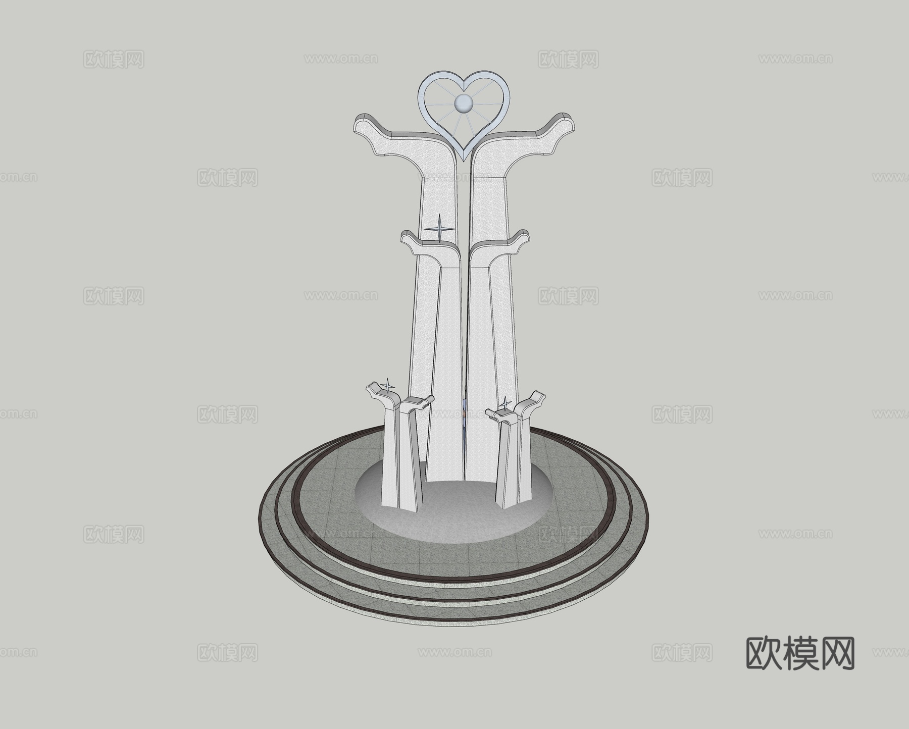 现代景观雕塑 烈士陵园雕塑 爱心 手掌雕塑 景观构筑物小品su模型