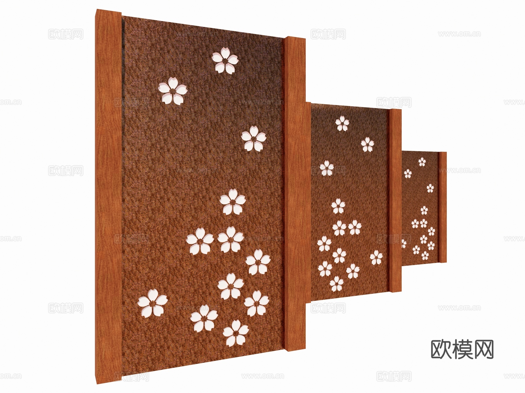 现代景观墙 植物墙  剪影植物雕花 广场公园艺术景墙 花朵景su模型