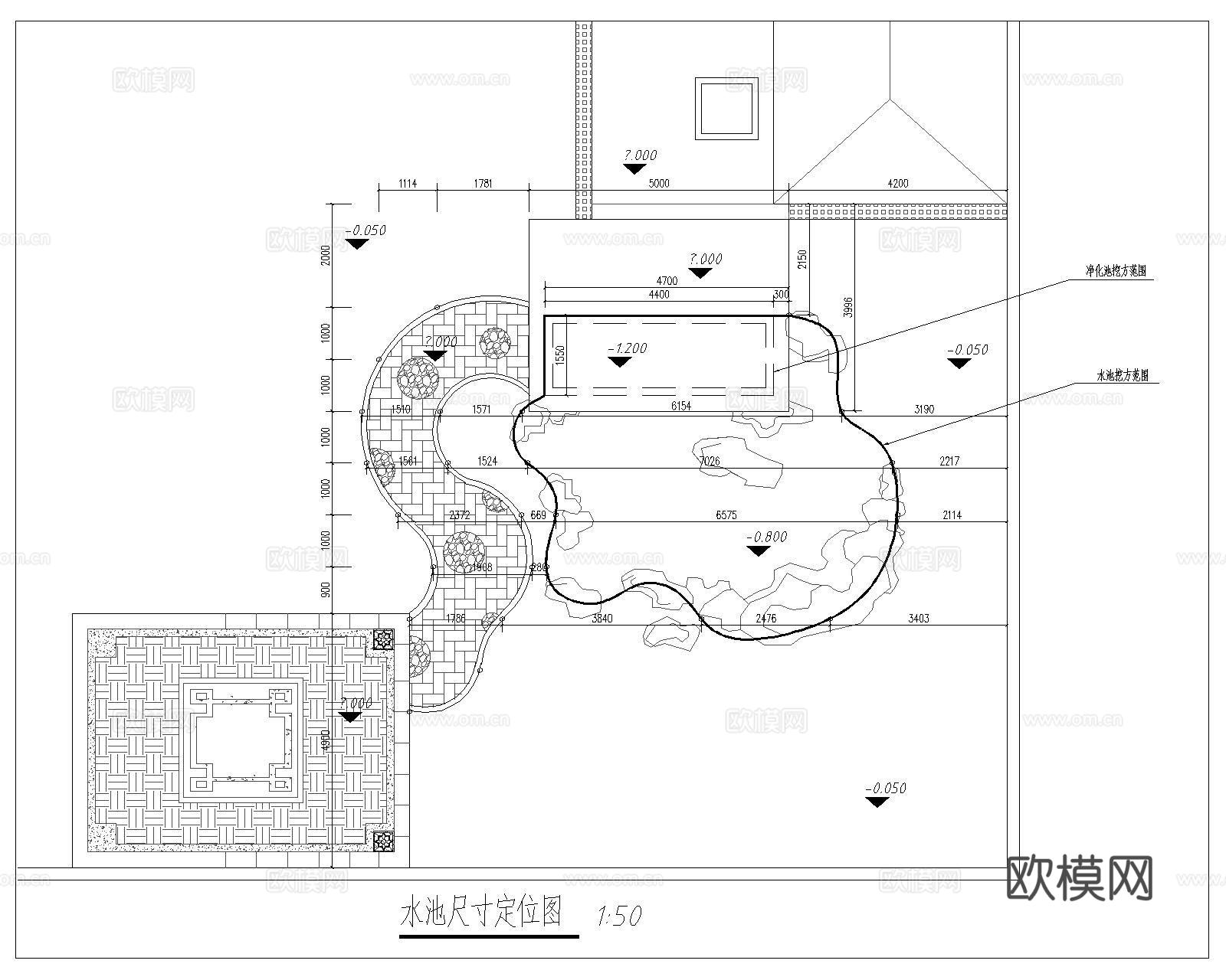 庭院户外鱼池景观水池锦鲤过滤cad施工图下载（渲染图7）
