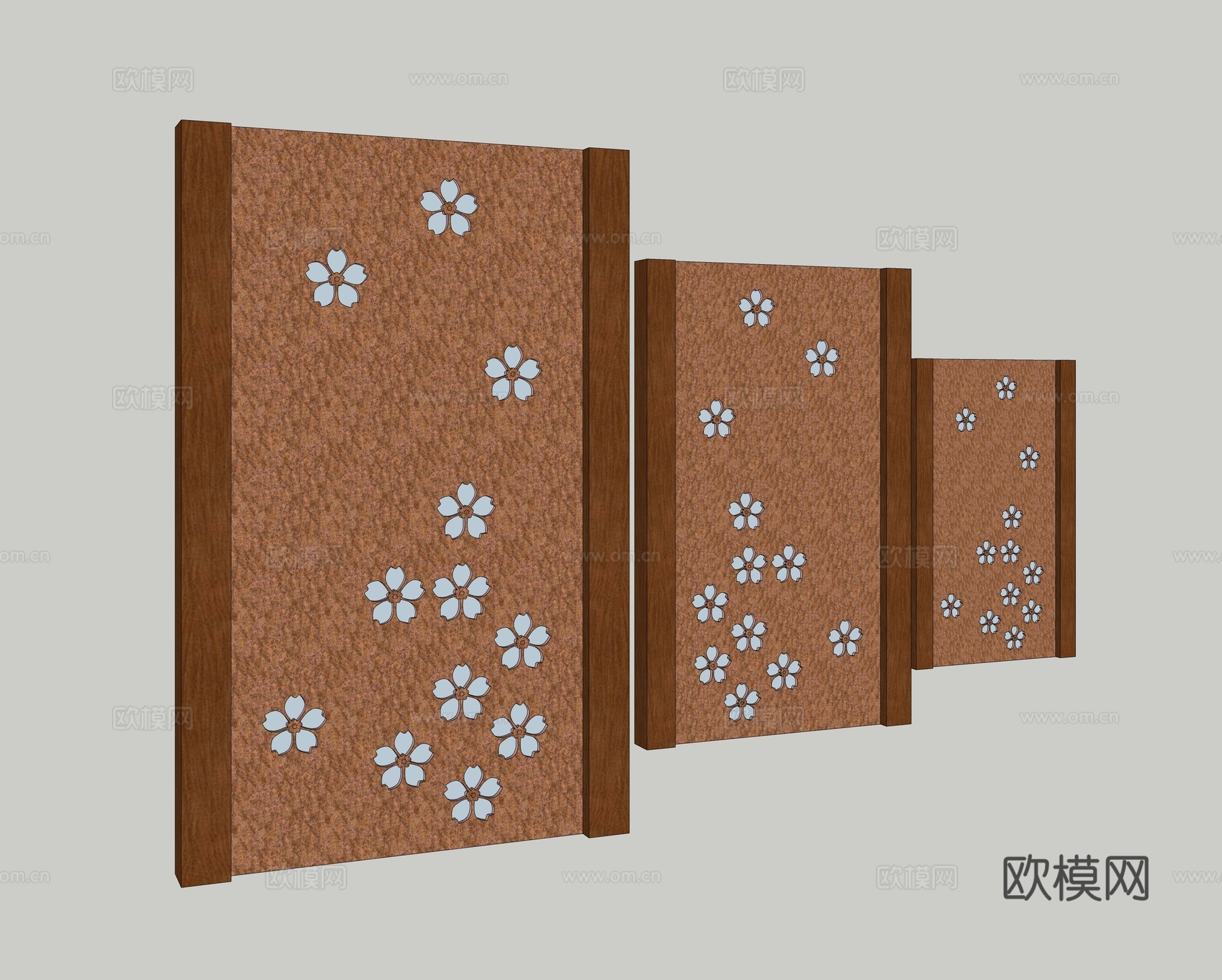 现代景观墙 植物墙  剪影植物雕花 广场公园艺术景墙 花朵景su模型