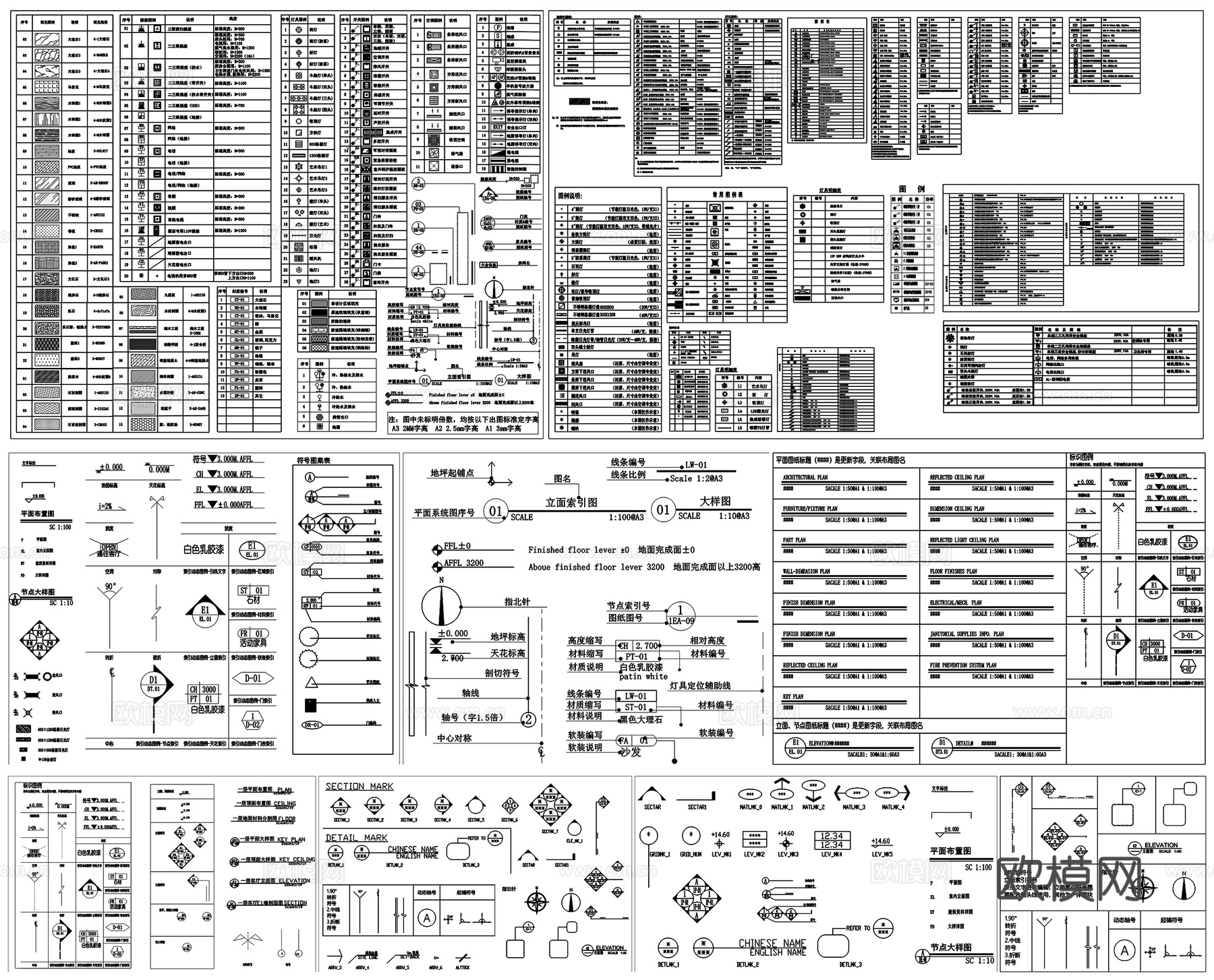 图例说明图标图表CAD素材图库cad施工图