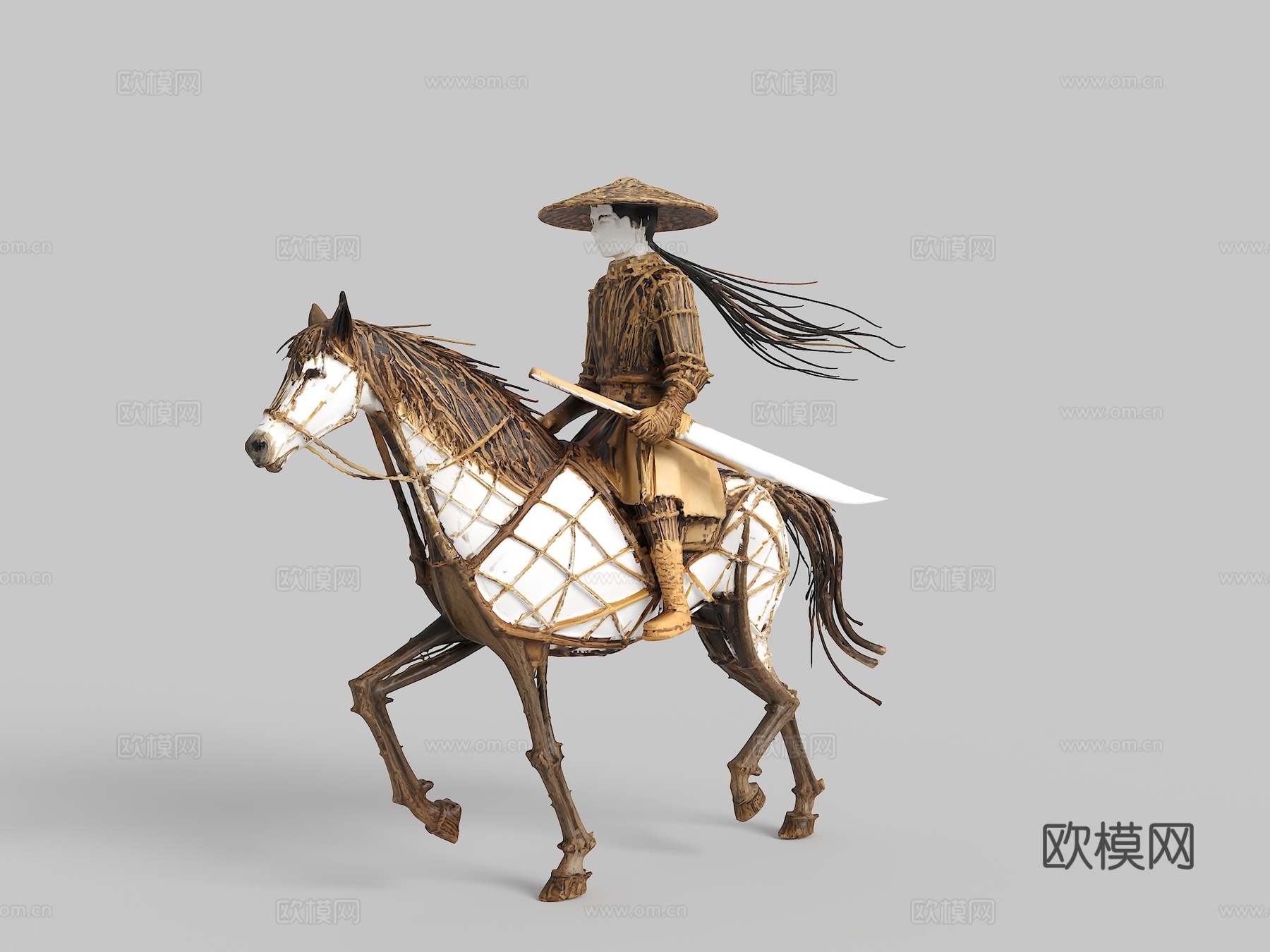 夹克摆件 古镇雕塑 树枝雕塑 树枝摆件 艺术摆件 树枝人物su模型