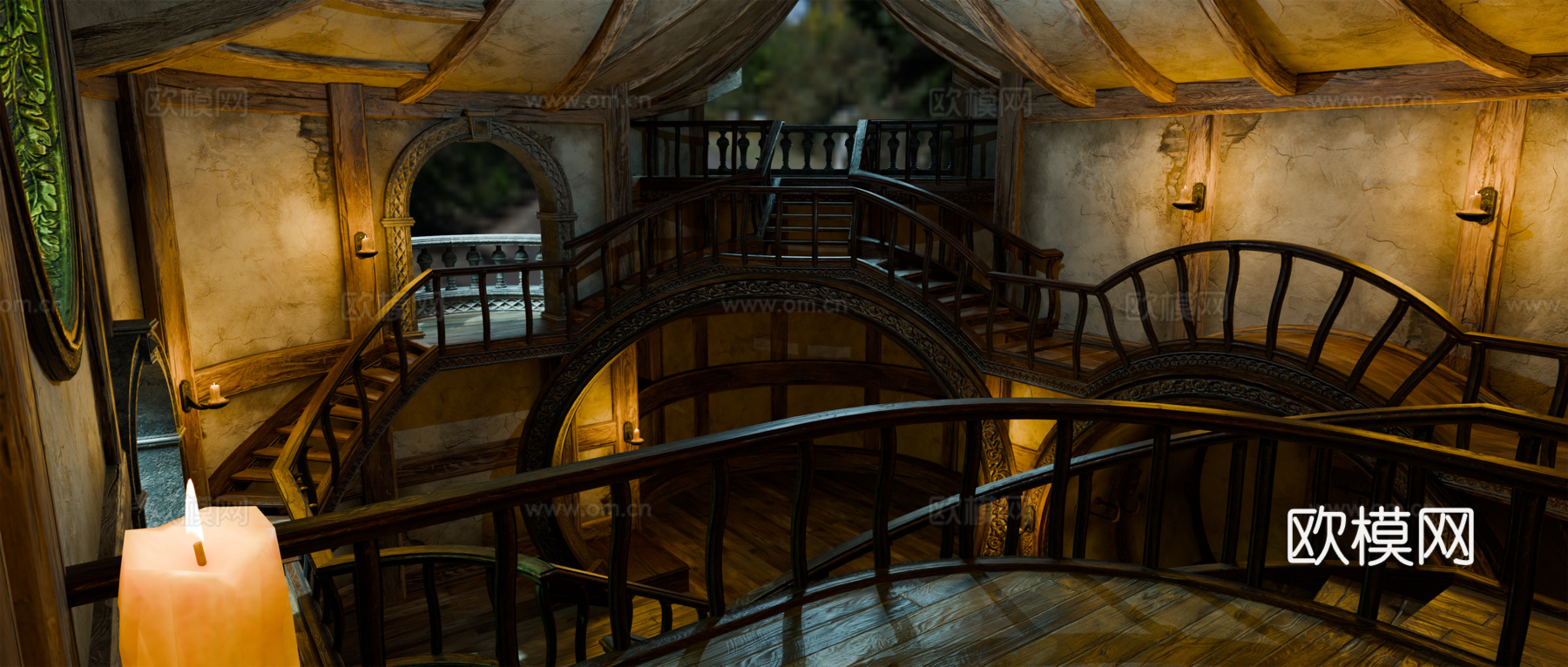 中世纪建筑 复古房屋 魔法屋 神话建筑 木屋su模型