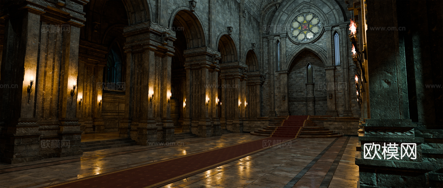 中世纪建筑 复古房屋 西方教堂 西方建筑大厅su模型