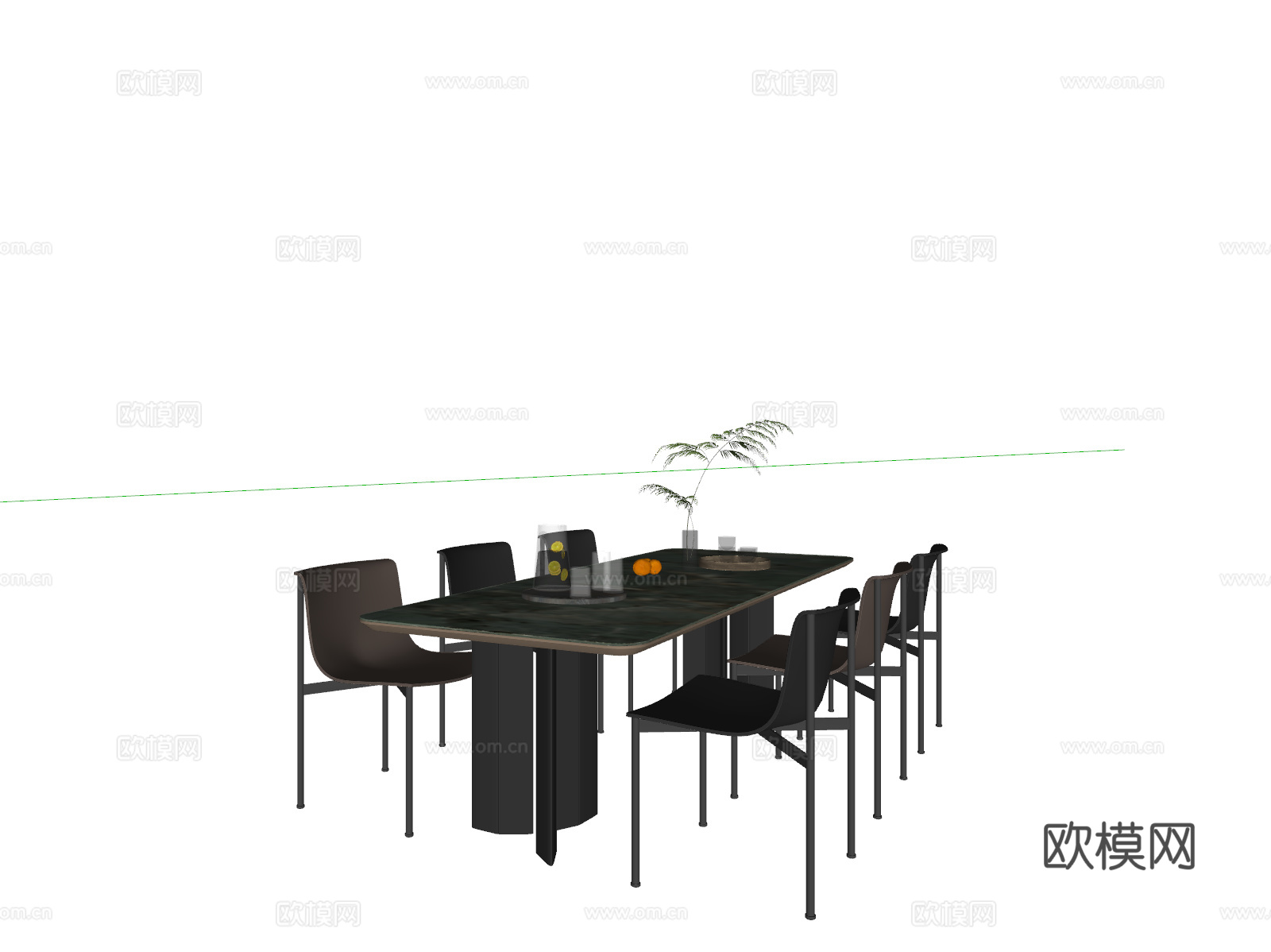 现代意式餐桌椅su模型