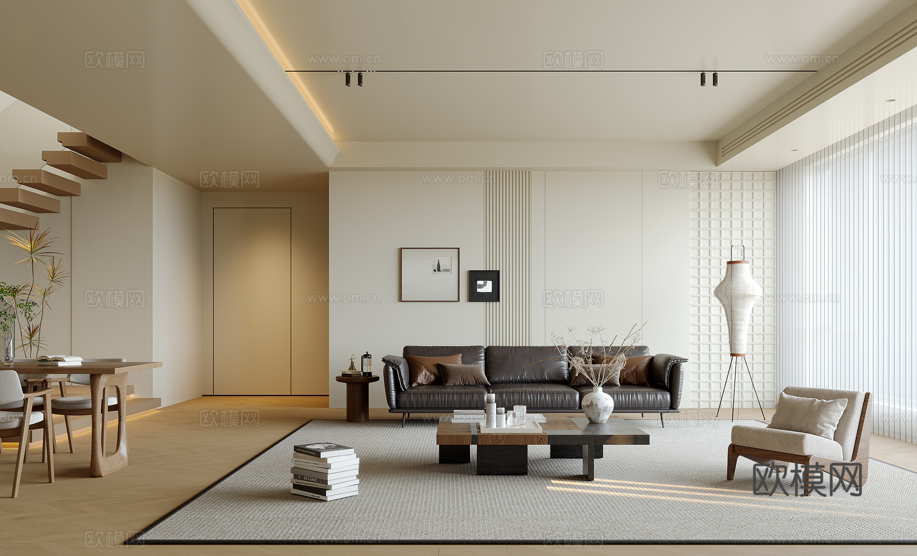 中古风客餐厅su模型