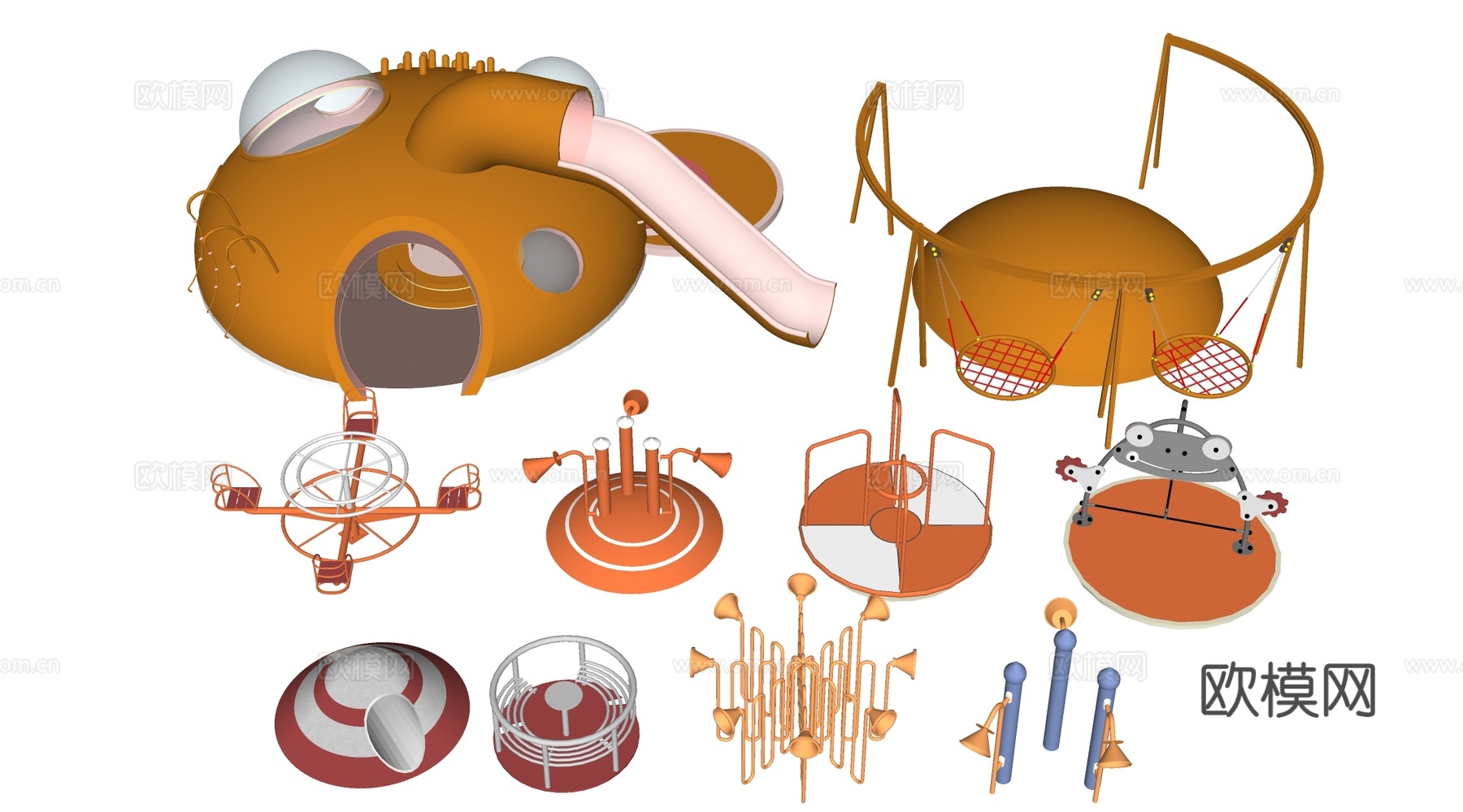 现代儿童游乐设施 儿童游乐器材 儿童滑梯su模型