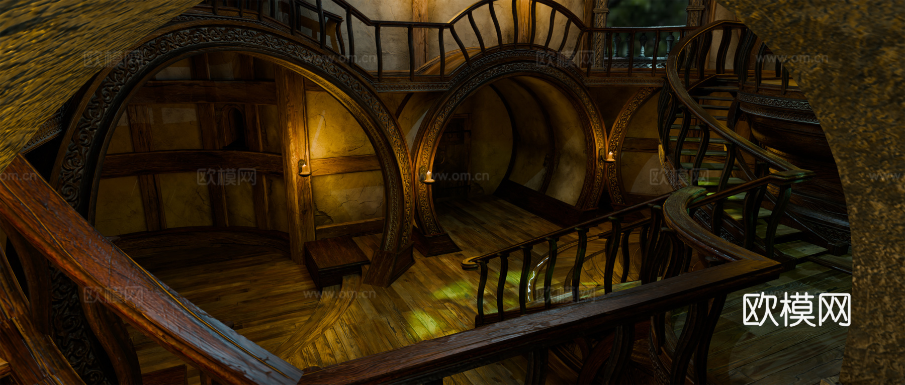 中世纪建筑 复古房屋 魔法屋 神话建筑 木屋su模型