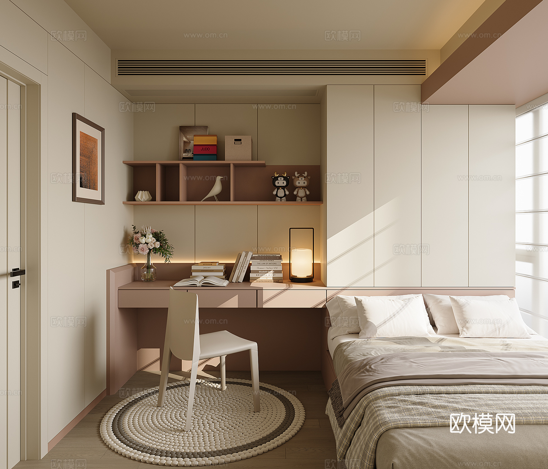 现代榻榻米卧室su模型