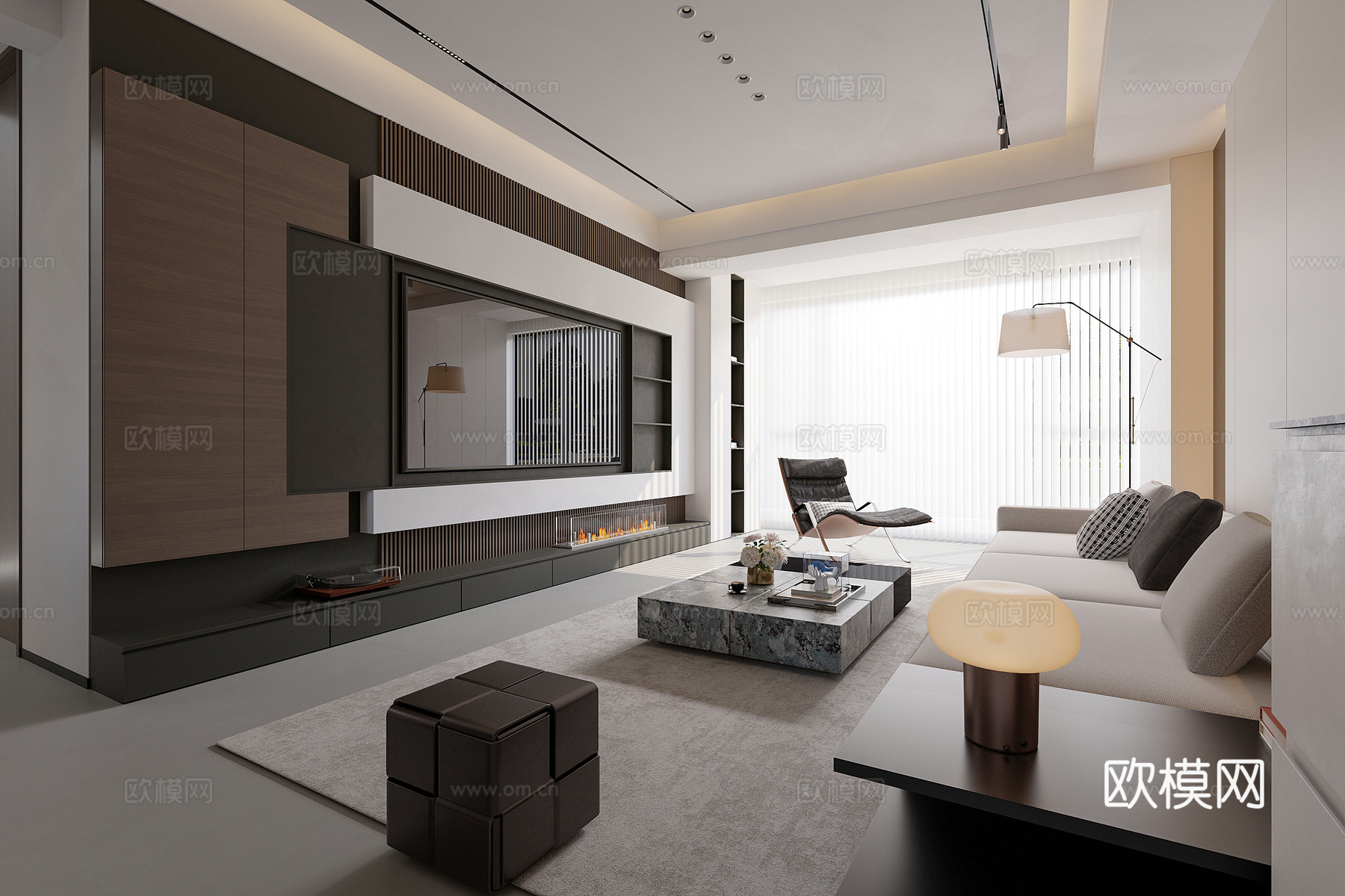 意式无主灯客厅3d模型