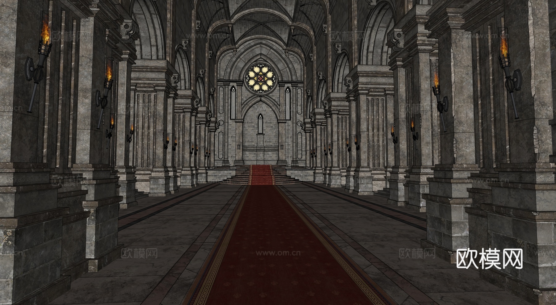 中世纪建筑 复古房屋 西方教堂 西方建筑大厅su模型