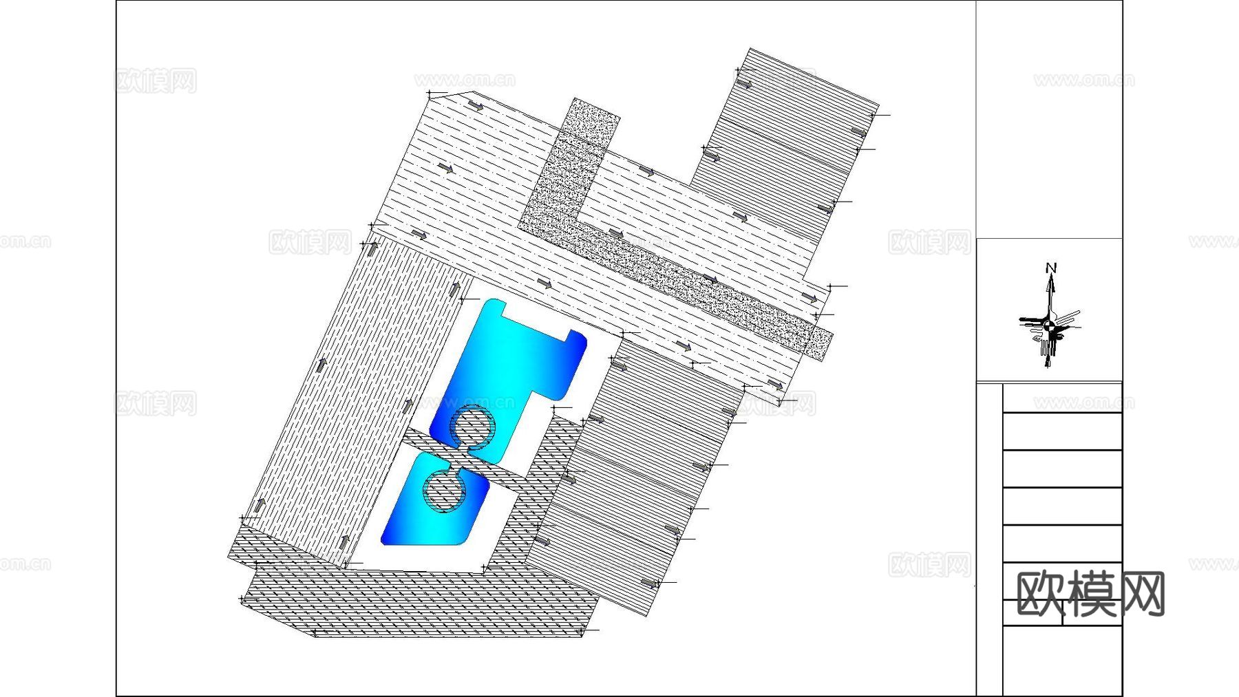 星级酒店平面方案 客房 娱乐区cad施工图下载（渲染图5）