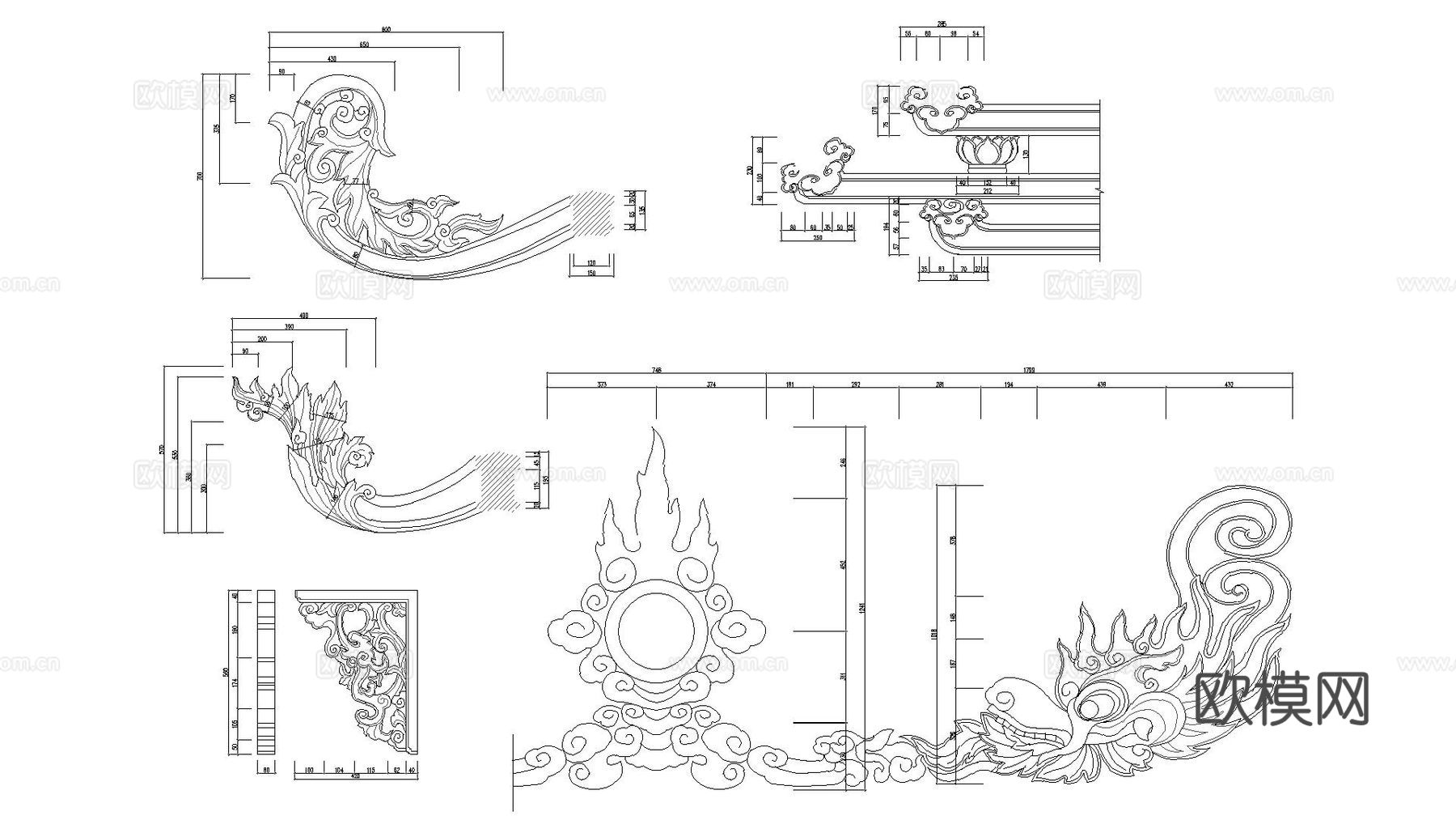 中式古建 牌楼 寺院大门cad施工图