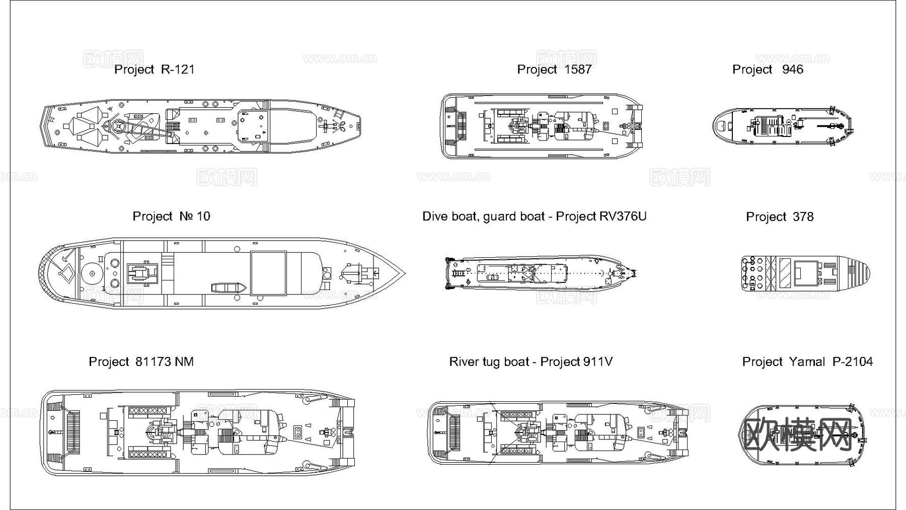 游艇 船cad施工图下载
