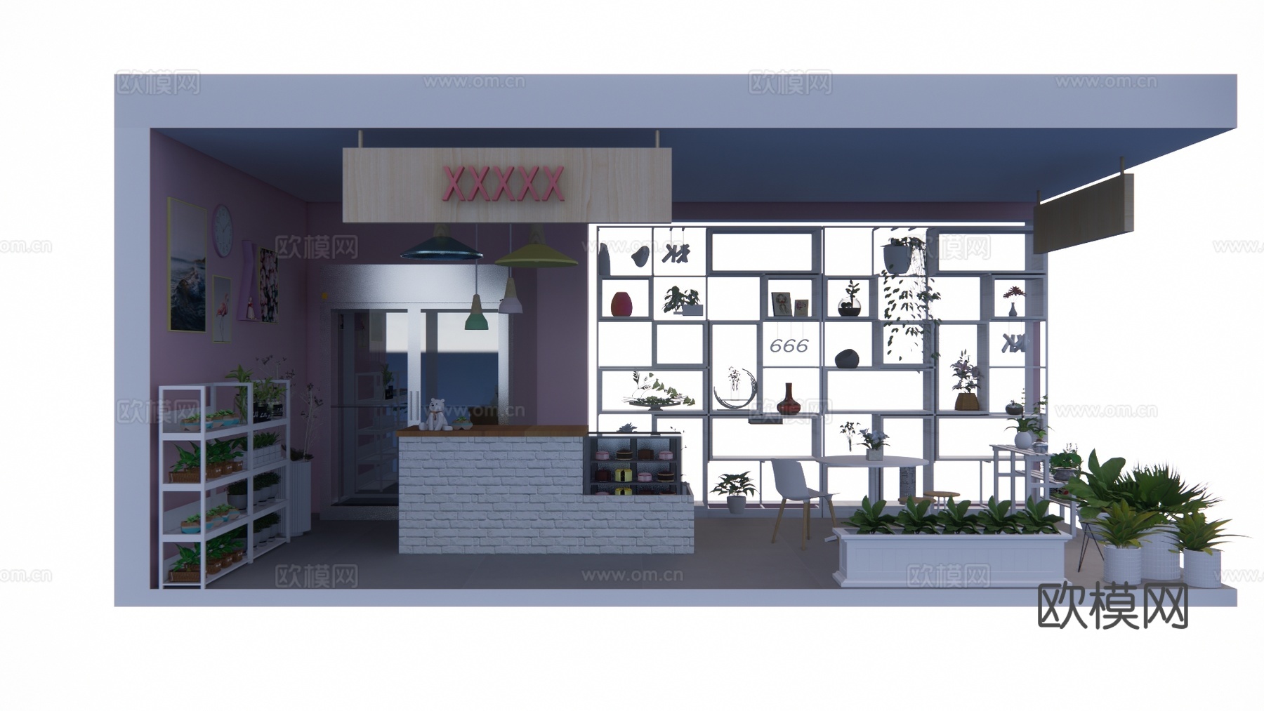 工装  店铺  花店su模型