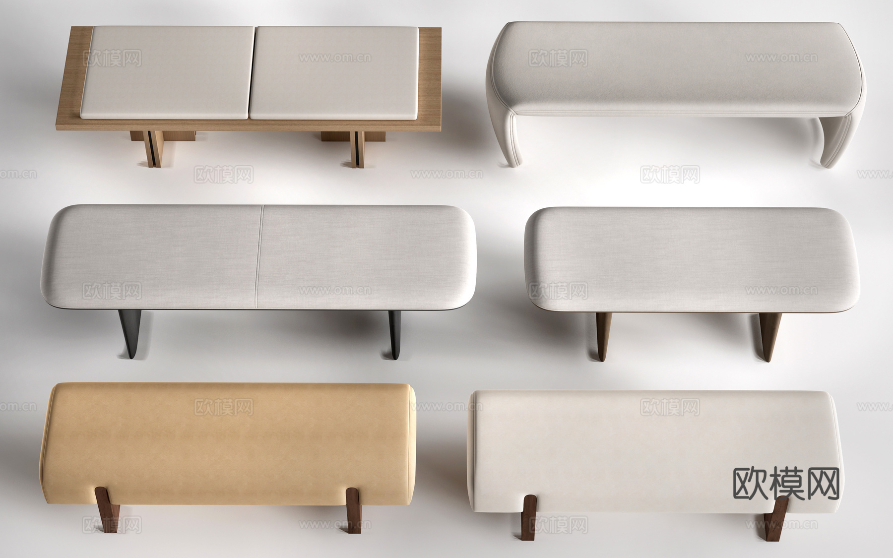 现代床尾凳 沙发凳su模型