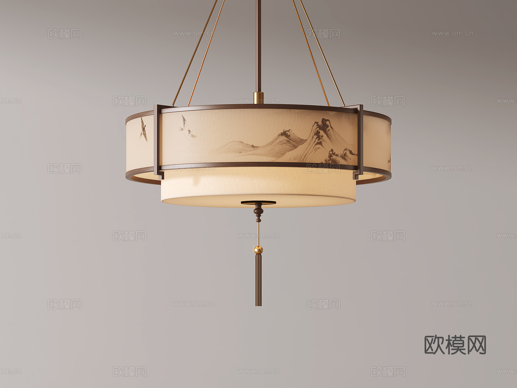 新中式吊灯 餐厅吊灯 茶室吊灯su模型