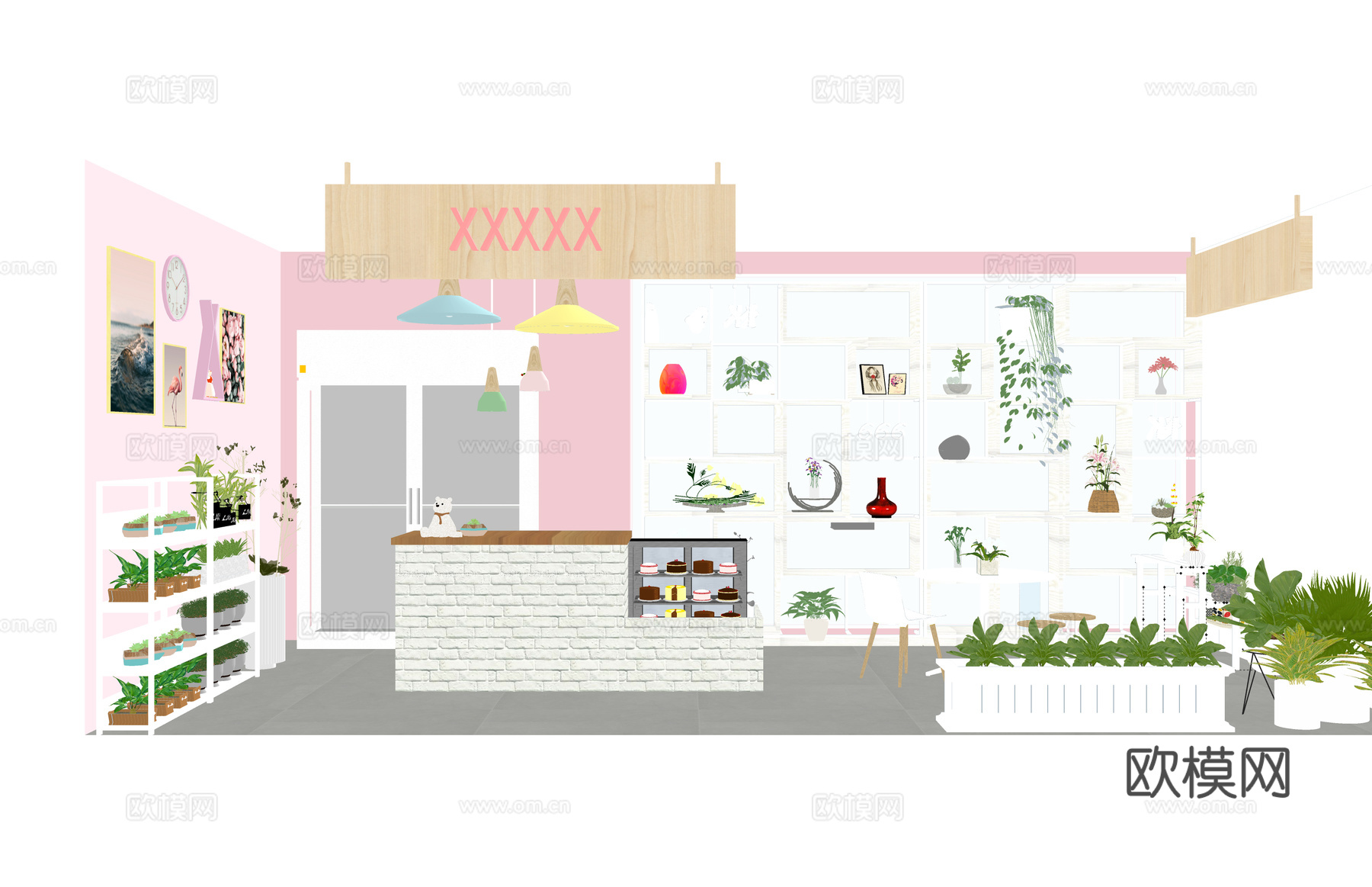 工装  店铺  花店su模型