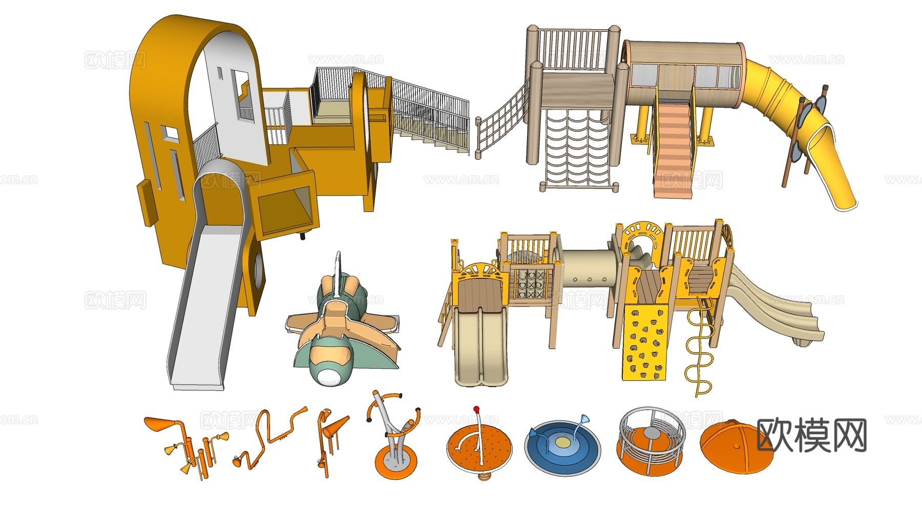 现代儿童游乐设施 儿童游乐器材 儿童滑梯su模型