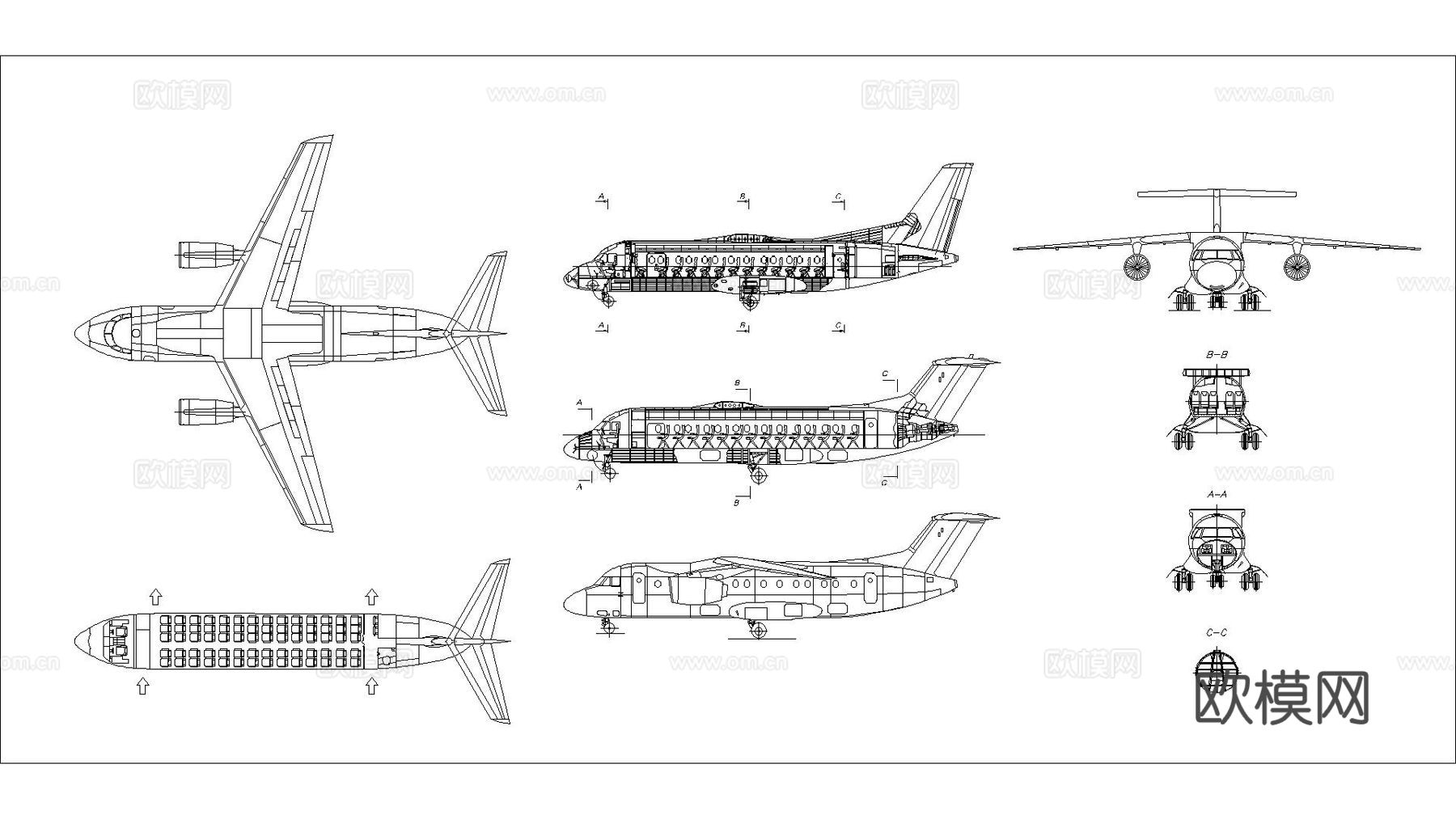 飞机 客机 波音飞机 大飞机cad施工图