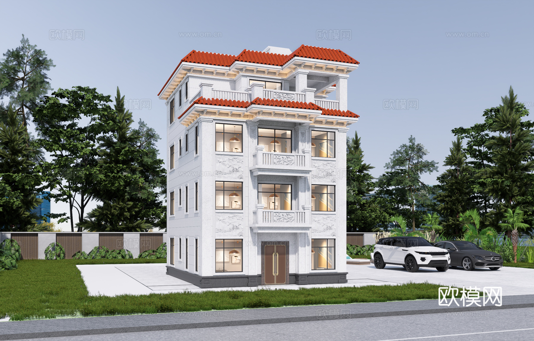 欧式别墅cad，su模型，效果图，施工图cad施工图