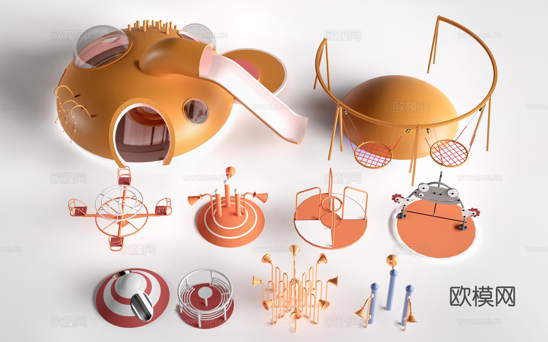 现代儿童游乐设施 儿童游乐器材 儿童滑梯su模型