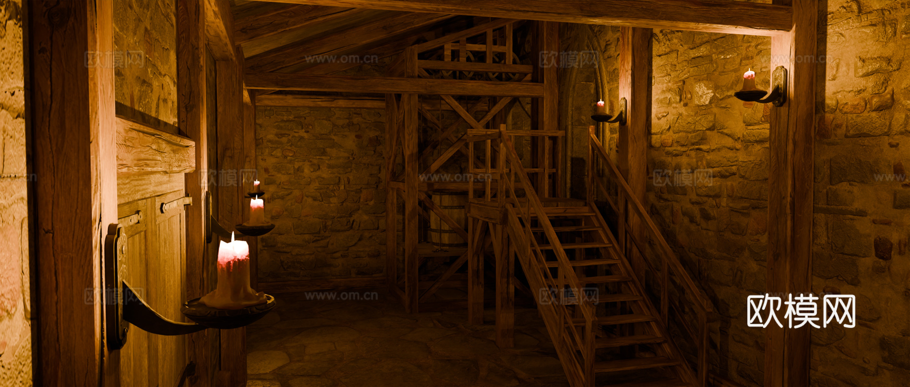 中世纪酒馆 复古建筑 木结构房屋 西方建筑 木屋su模型