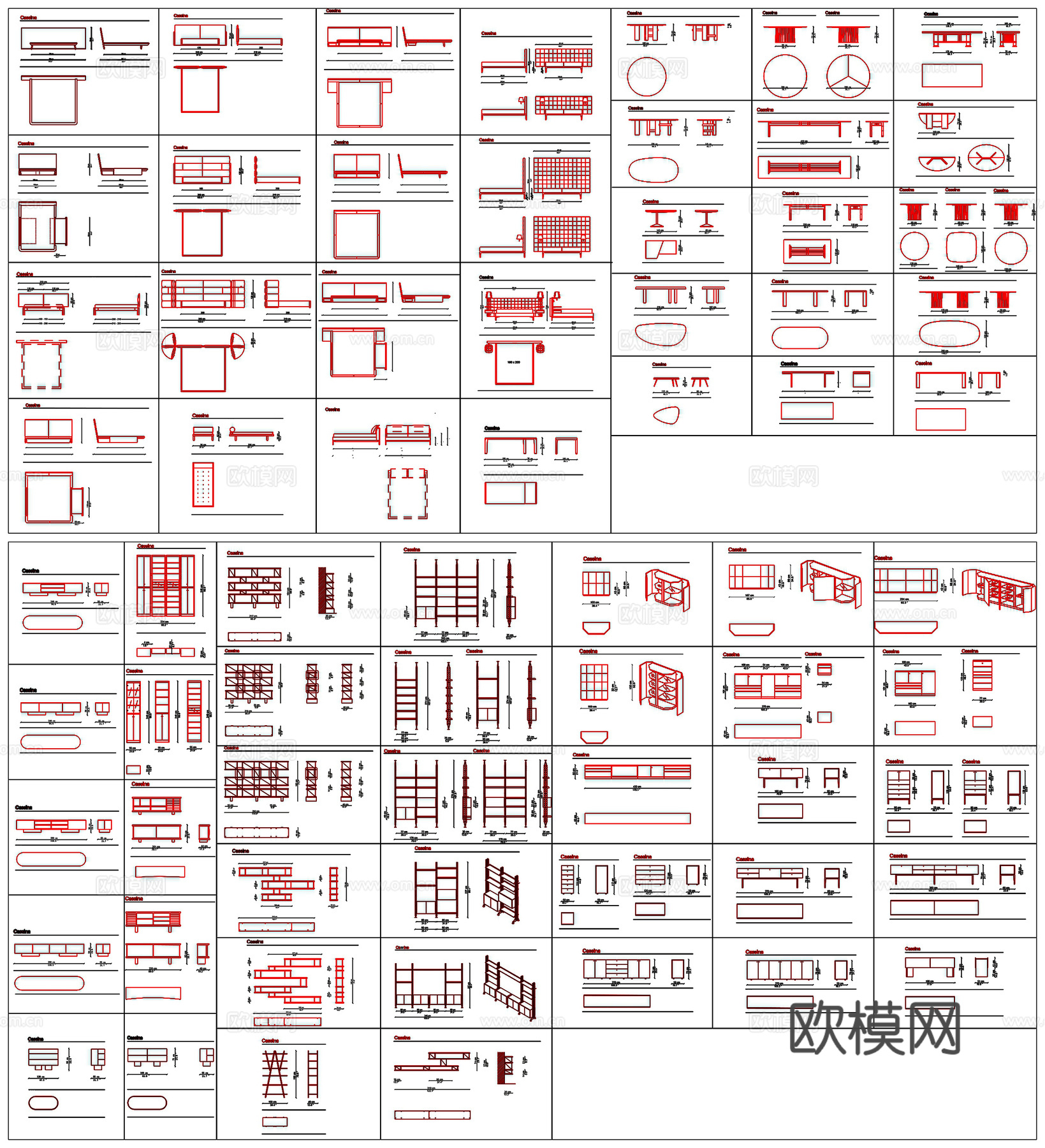 家具沙发桌椅柜子厨卫浴洁具五金灯具电器CAD素材图库cad施工图下载（渲染图1）