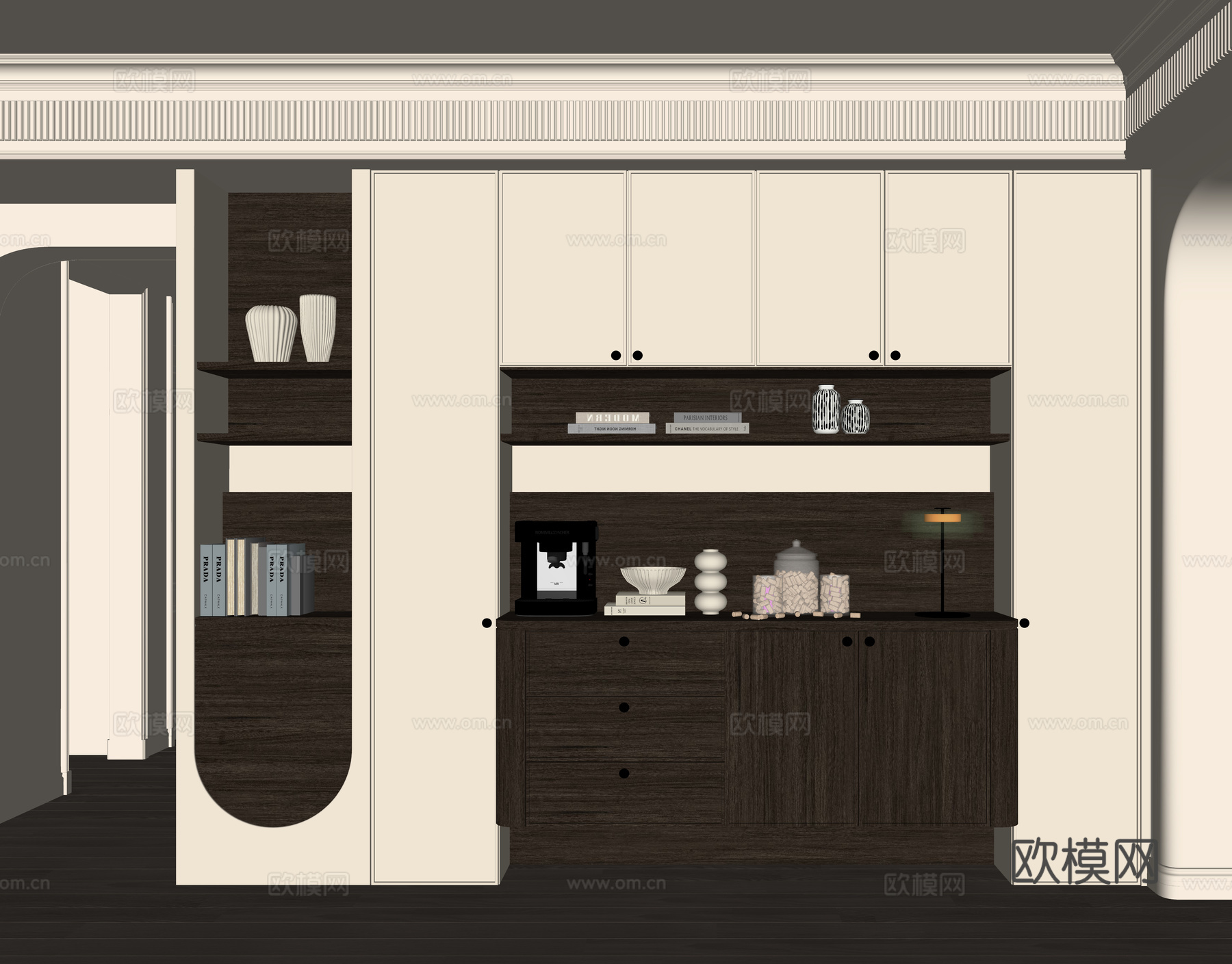 现代酒水餐边柜su模型