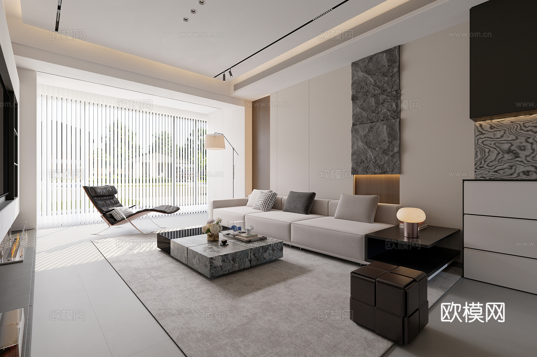 意式无主灯客厅3d模型