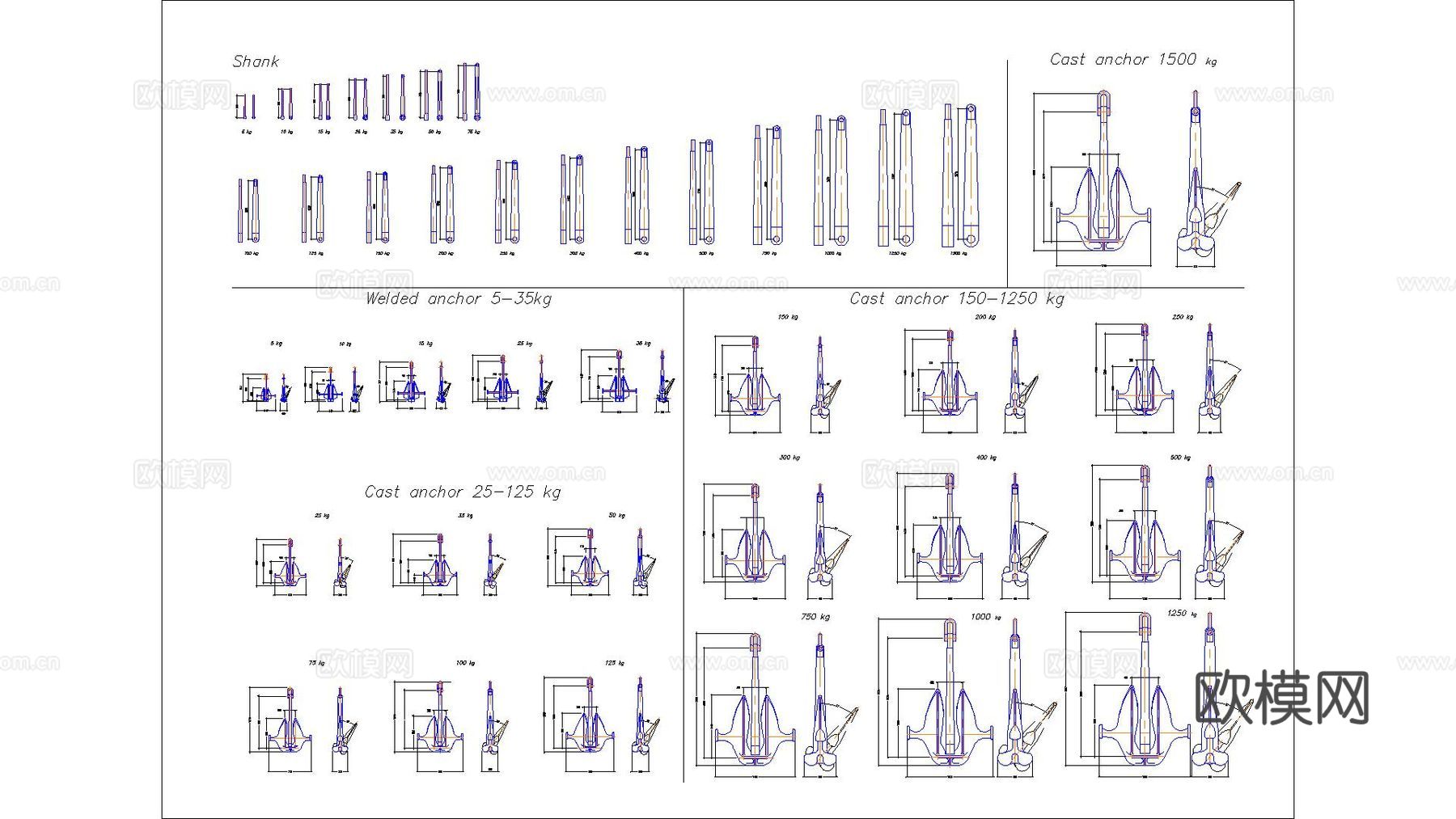船锚cad施工图下载