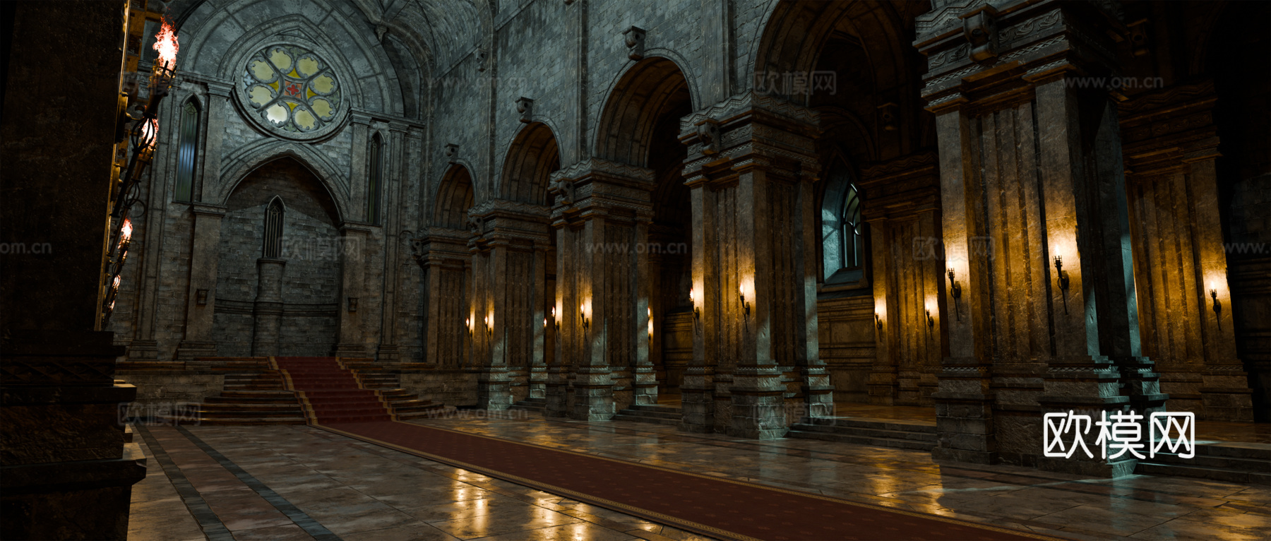 中世纪建筑 复古房屋 西方教堂 西方建筑大厅su模型