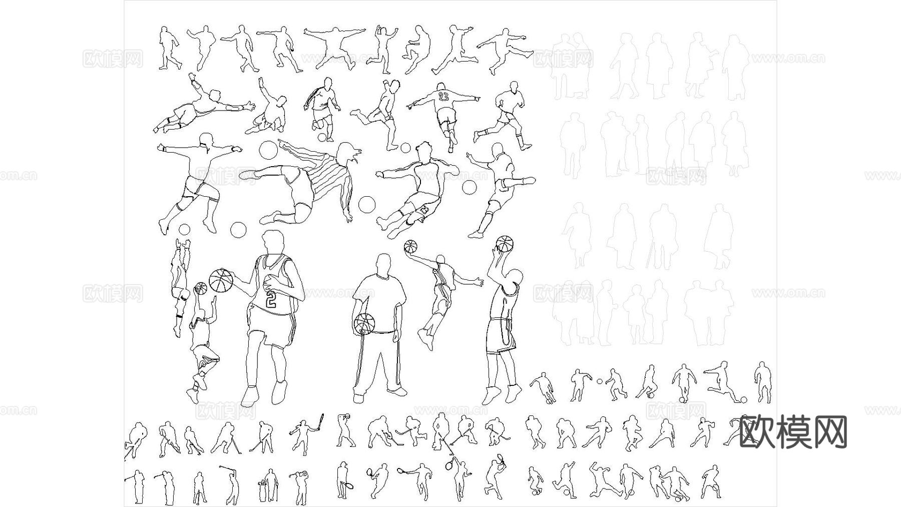 运动人物图块cad施工图cad施工图下载