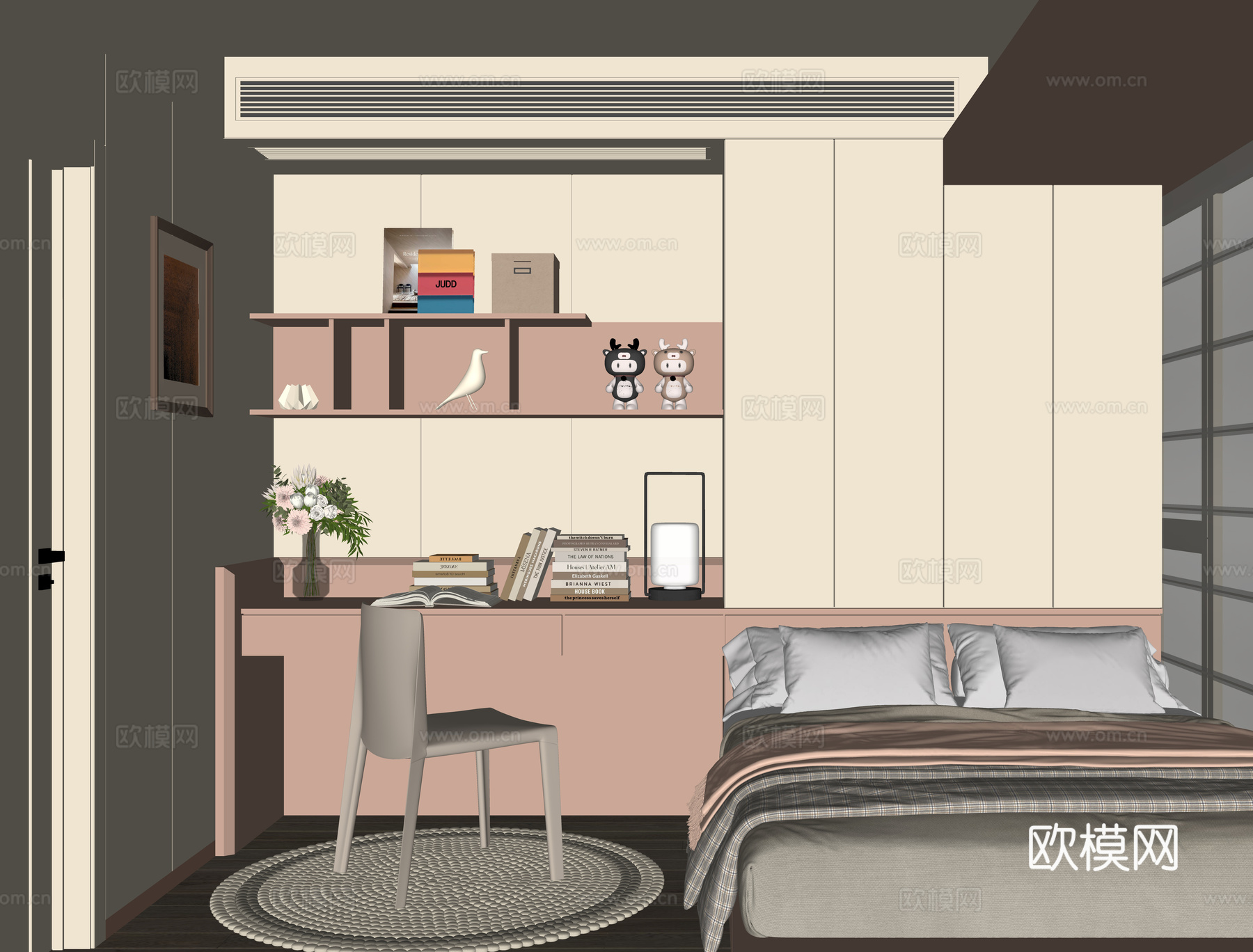 现代榻榻米卧室su模型