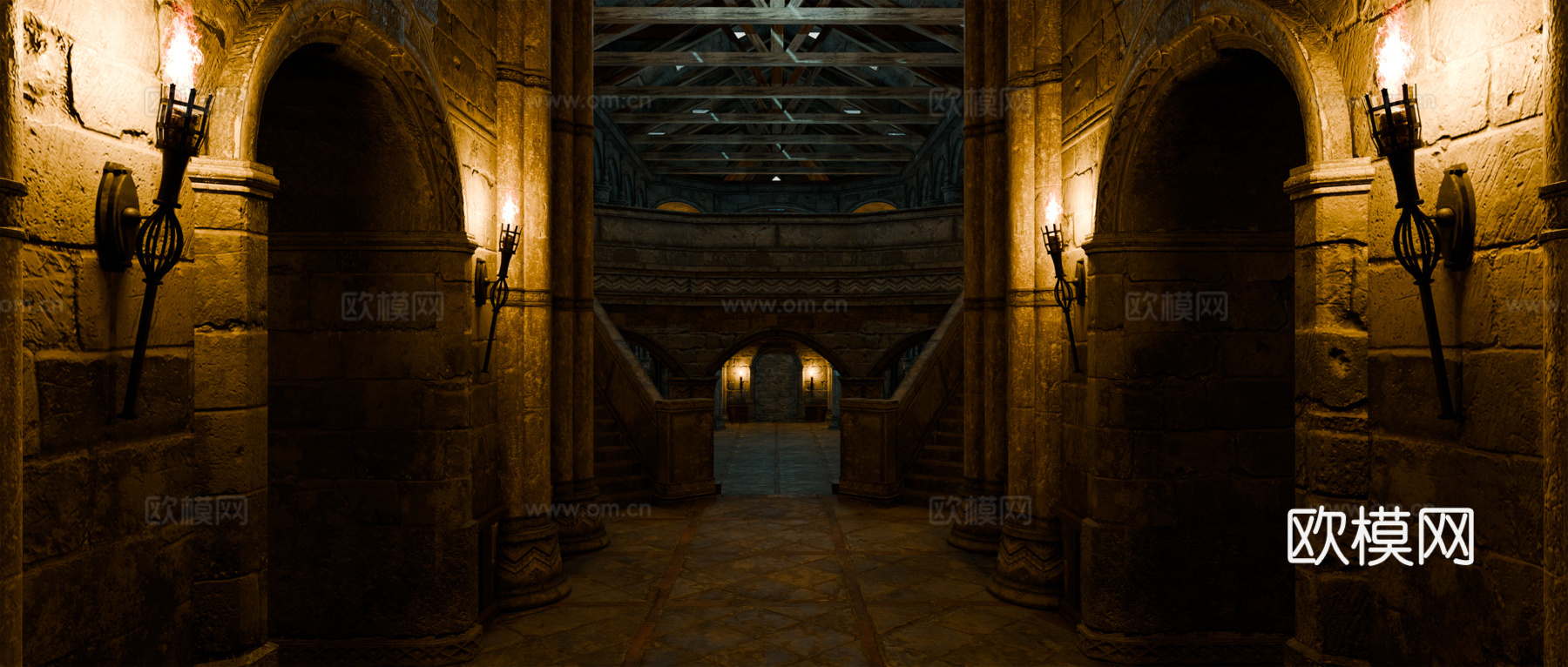 中世纪建筑 复古建筑 西方建筑 中世纪房屋大厅su模型