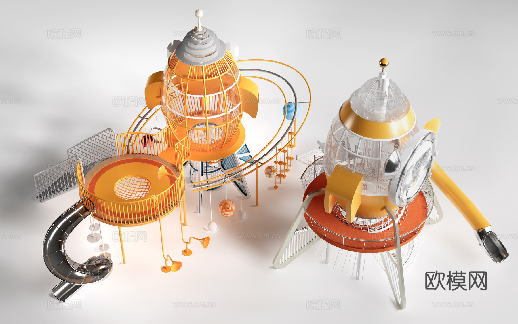 现代儿童游乐设施 儿童游乐器材 儿童滑梯su模型