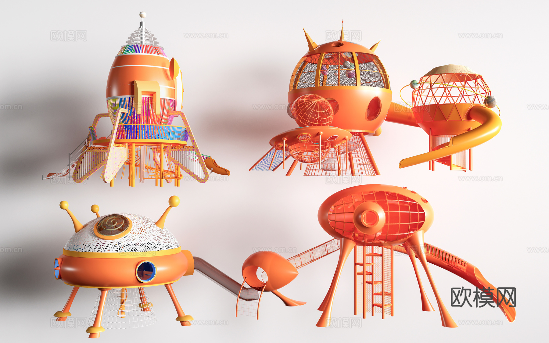 现代儿童游乐设施 儿童游乐器材 儿童滑梯su模型