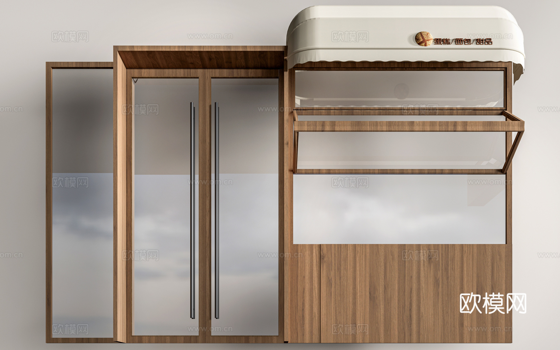 现代店铺玻璃门 咖啡厅门 奶茶店玻璃门 玻璃双开门su模型