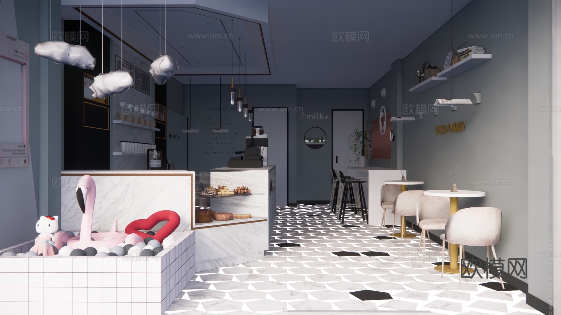 工装  商铺  店铺  咖啡店su模型