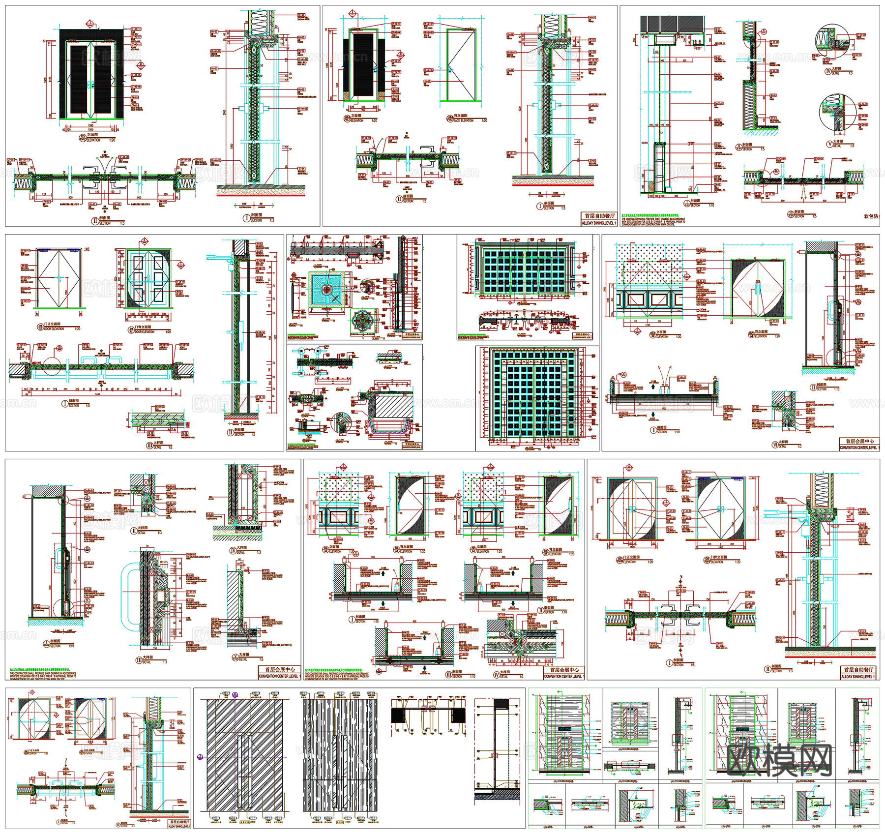 防火门工艺详图节点消防标志CAD素材图库cad施工图