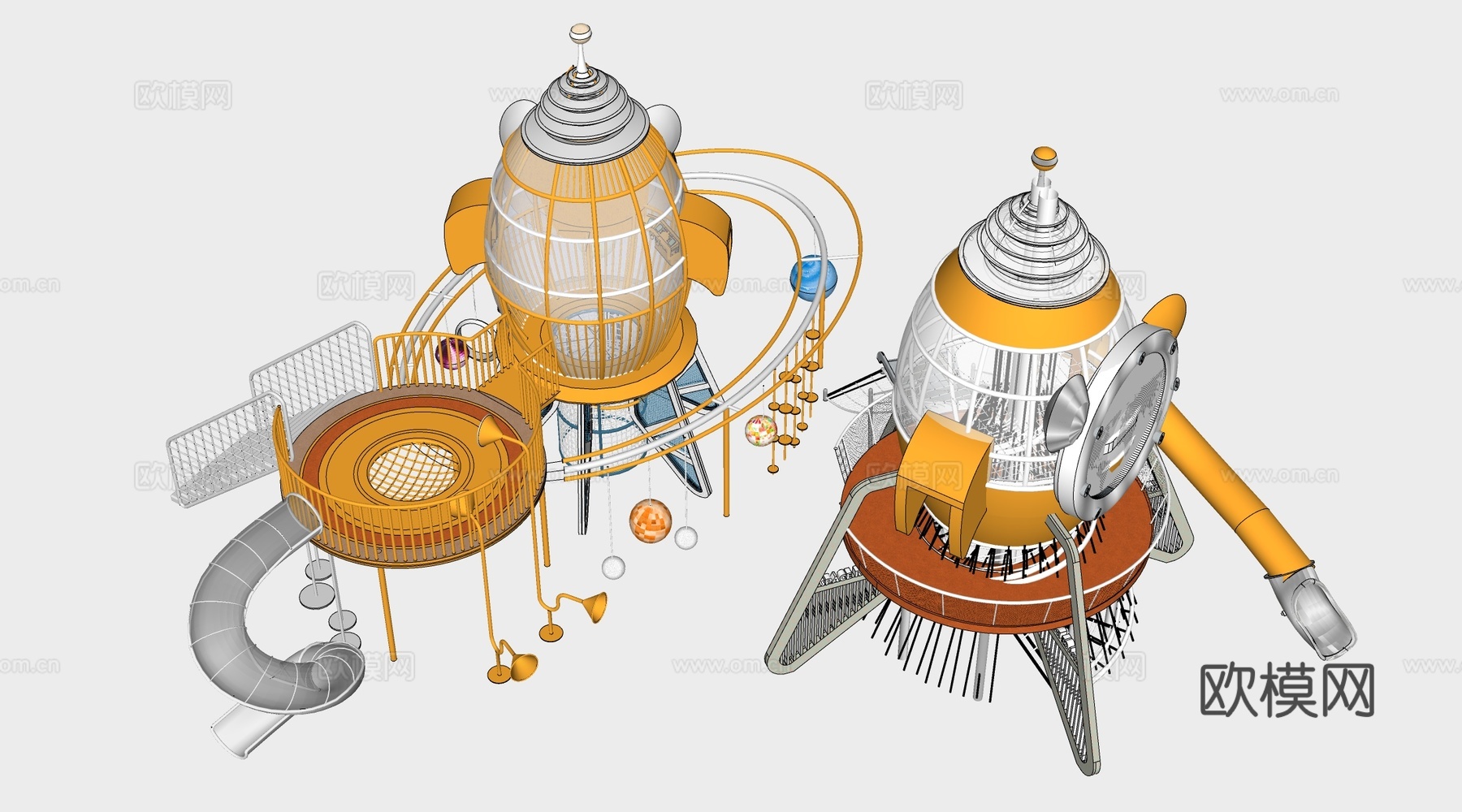 现代儿童游乐设施 儿童游乐器材 儿童滑梯su模型