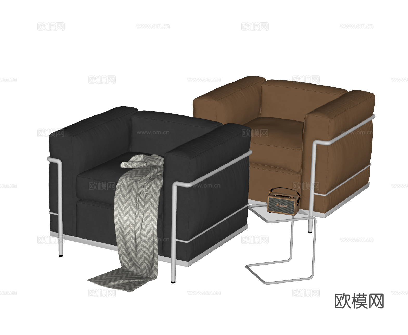 CASSINA 现代单人沙发 LC2沙发 包豪斯沙发 极简su模型