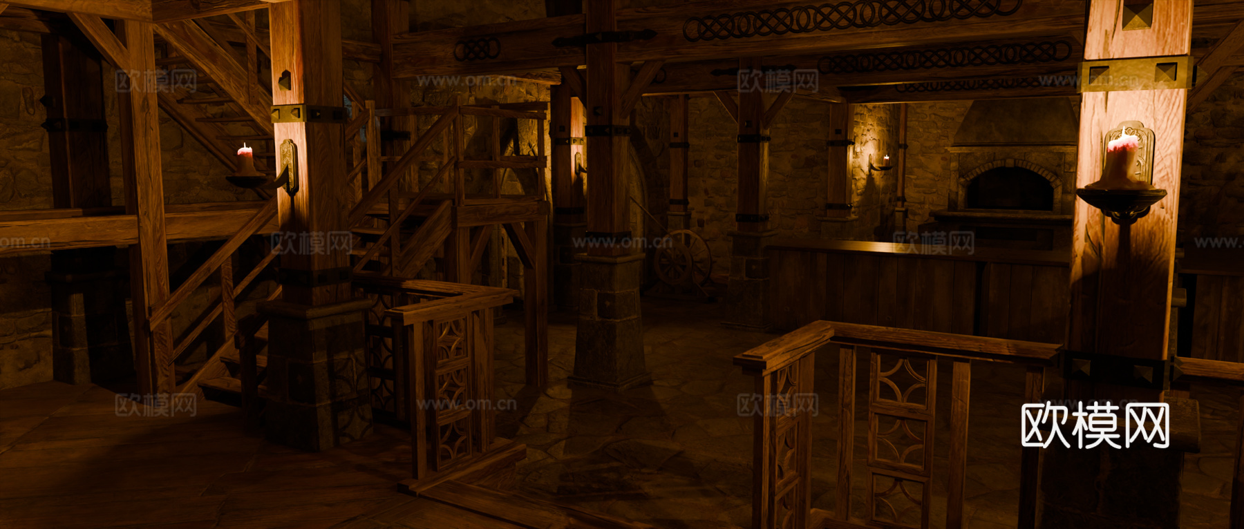 中世纪酒馆 复古建筑 木结构房屋 西方建筑 木屋su模型