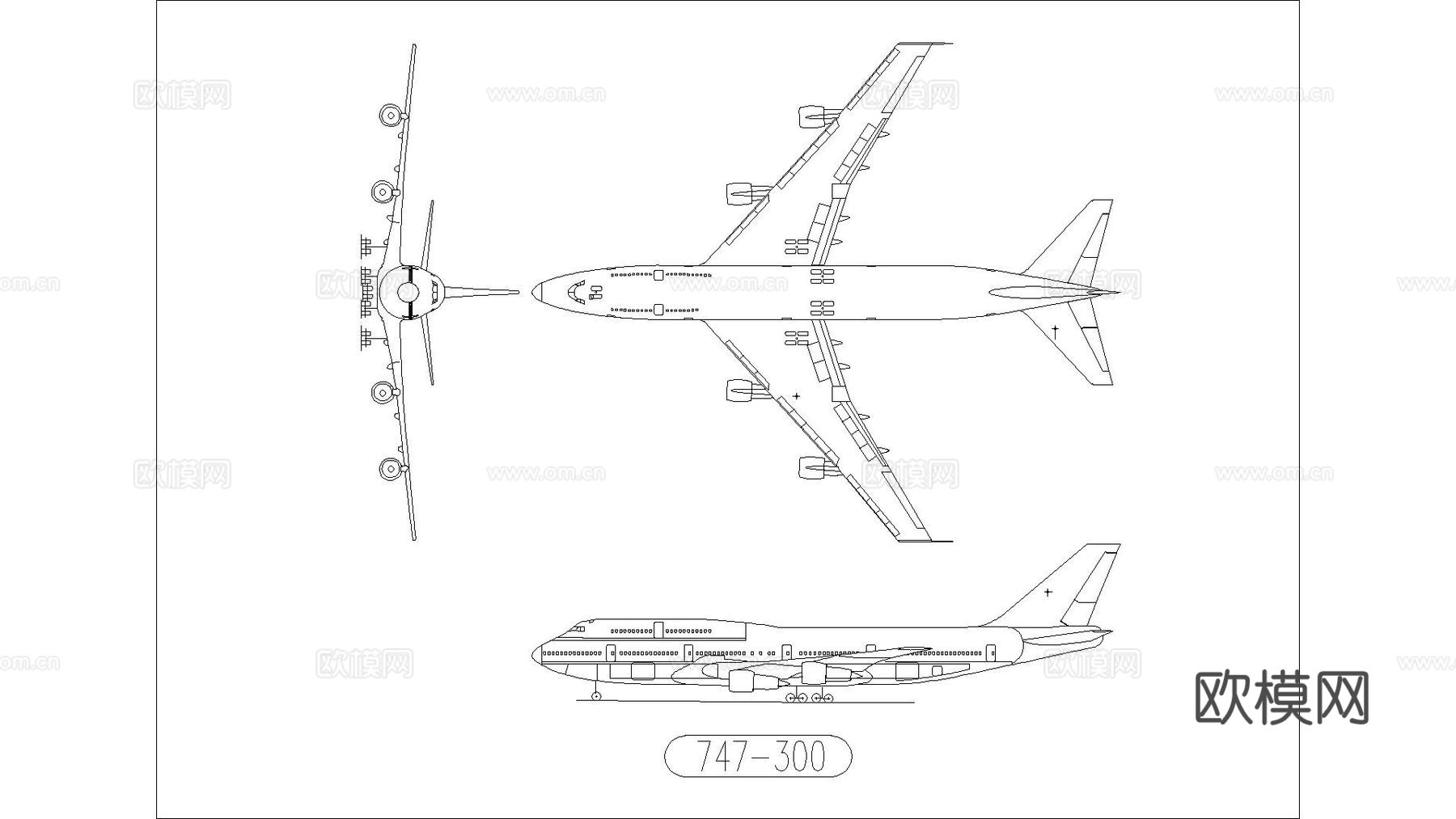 波音747飞机 客机cad施工图