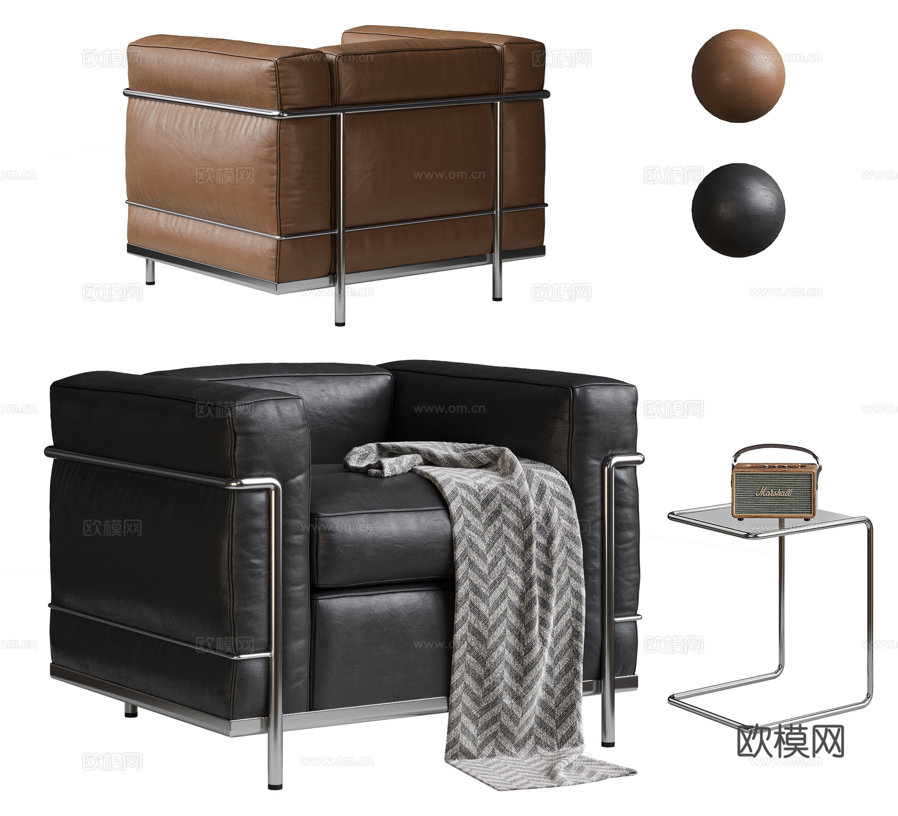 CASSINA 现代单人沙发 LC2沙发 包豪斯沙发 极简su模型