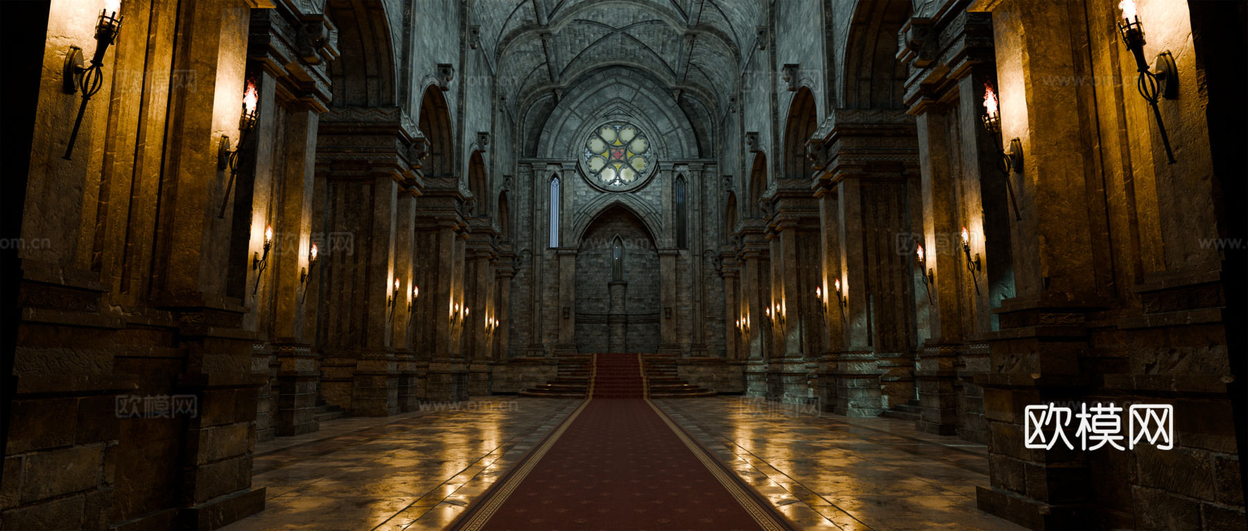 中世纪建筑 复古房屋 西方教堂 西方建筑大厅su模型