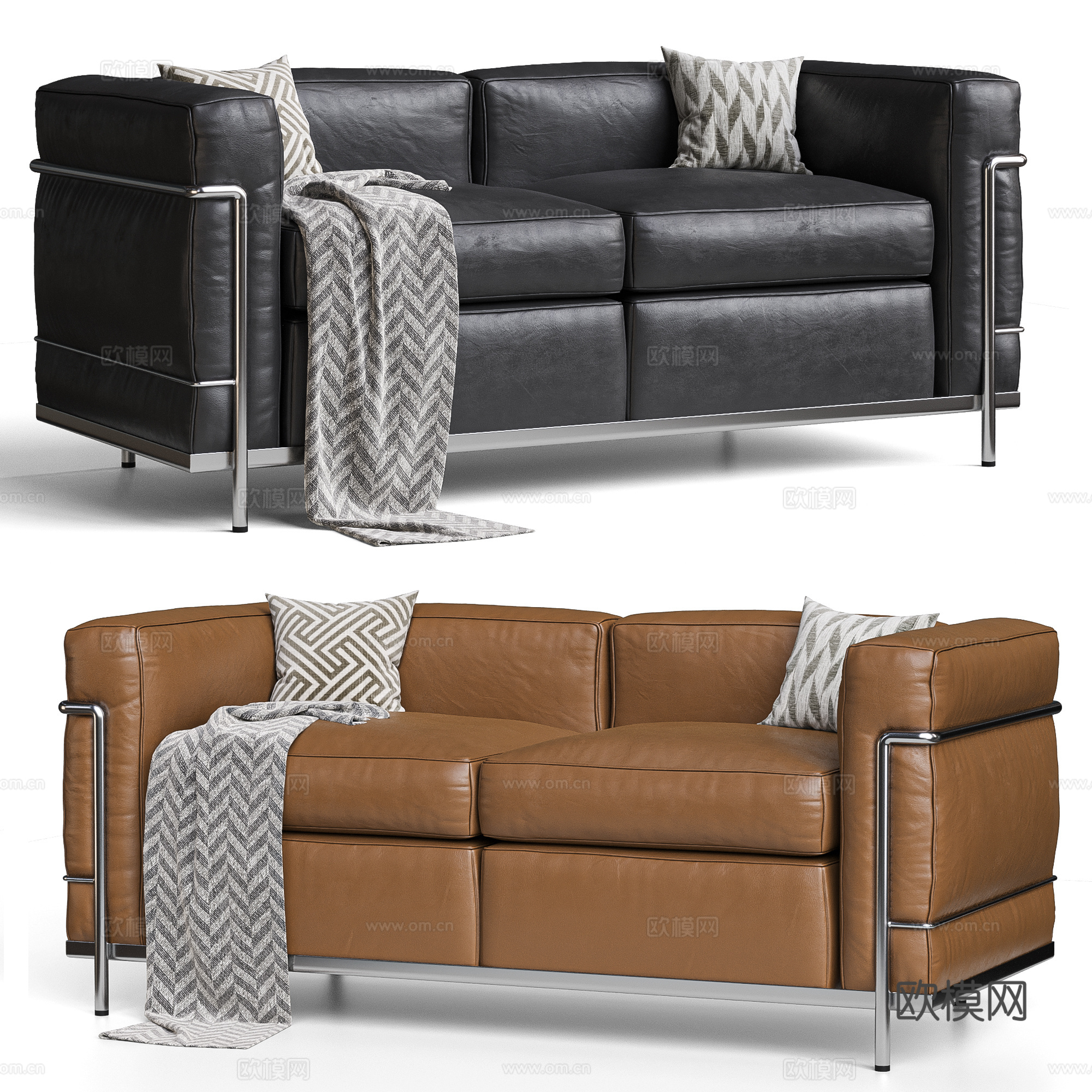 CASSINA 现代双人沙发 包豪斯双人沙发 LC2沙发su模型su模型