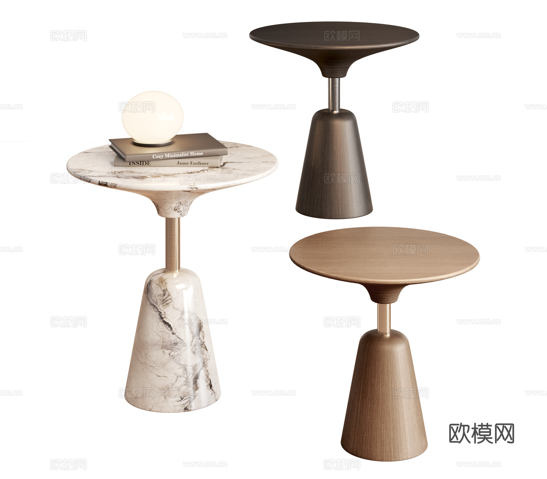 现代轻奢边几 大理石边几 圆几 角几 木纹边几su模型