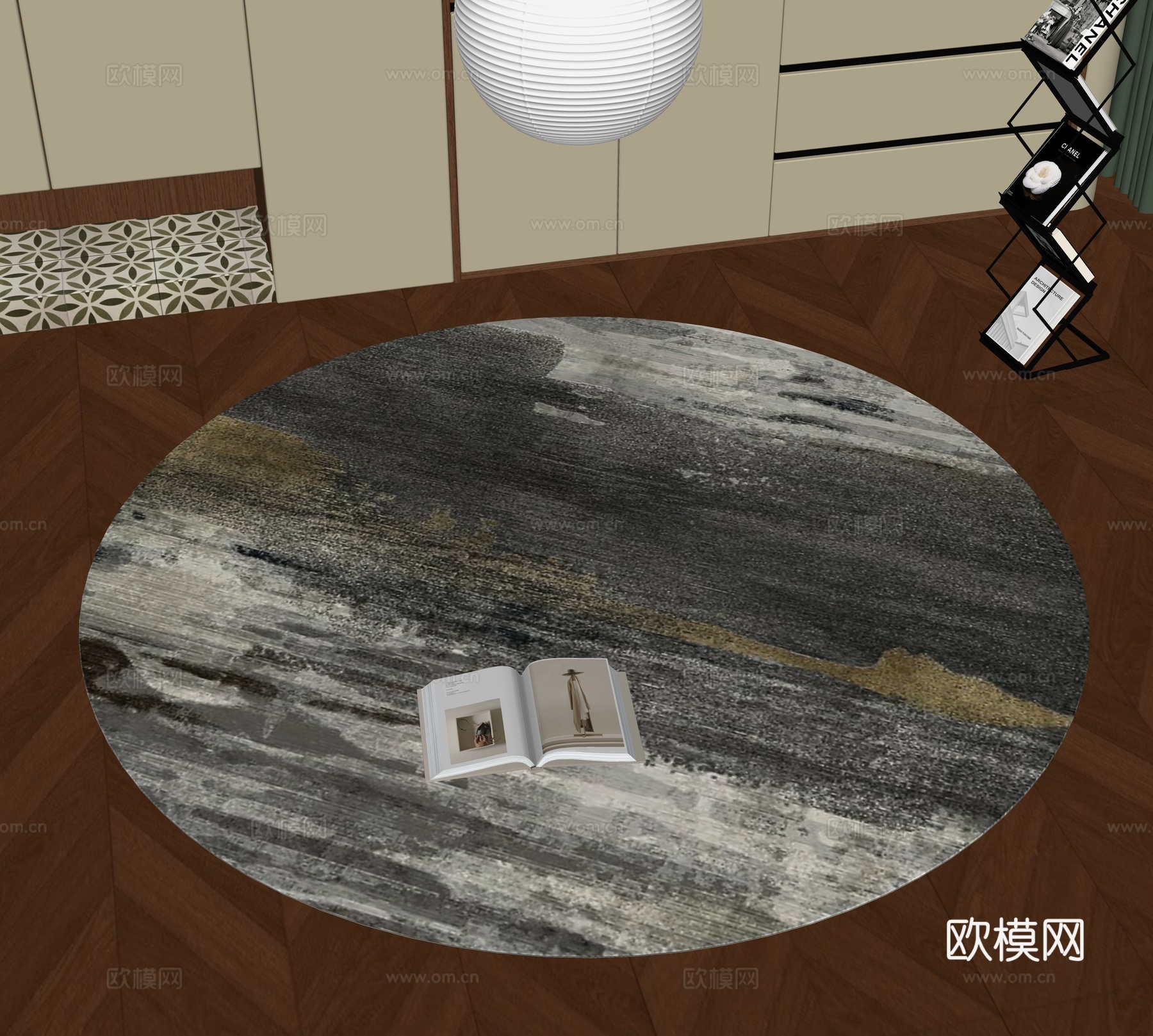 现代圆形地毯su模型