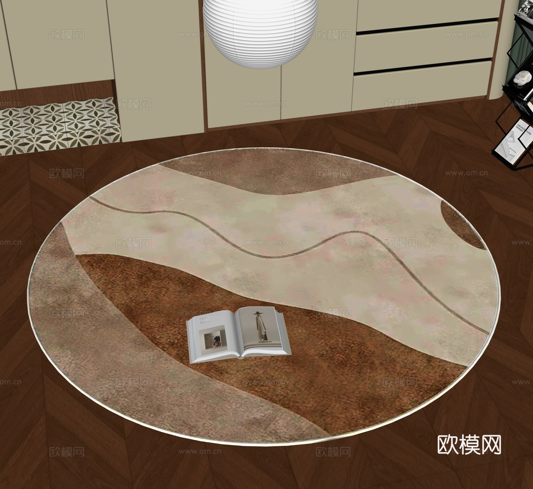 现代圆形地毯su模型